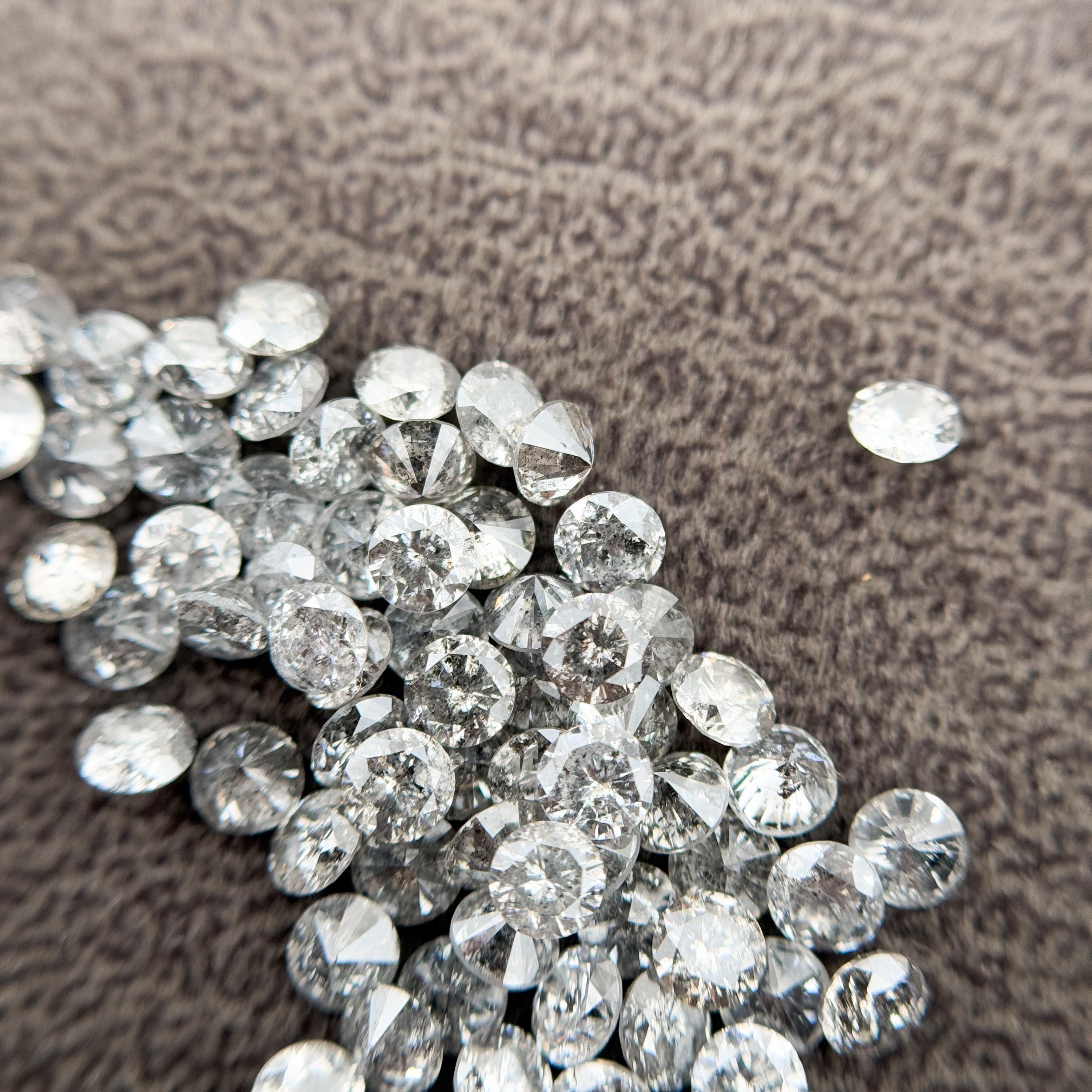 2.5 MM Round Brilliant Cut Grey Natural Salt and Pepper Diamond