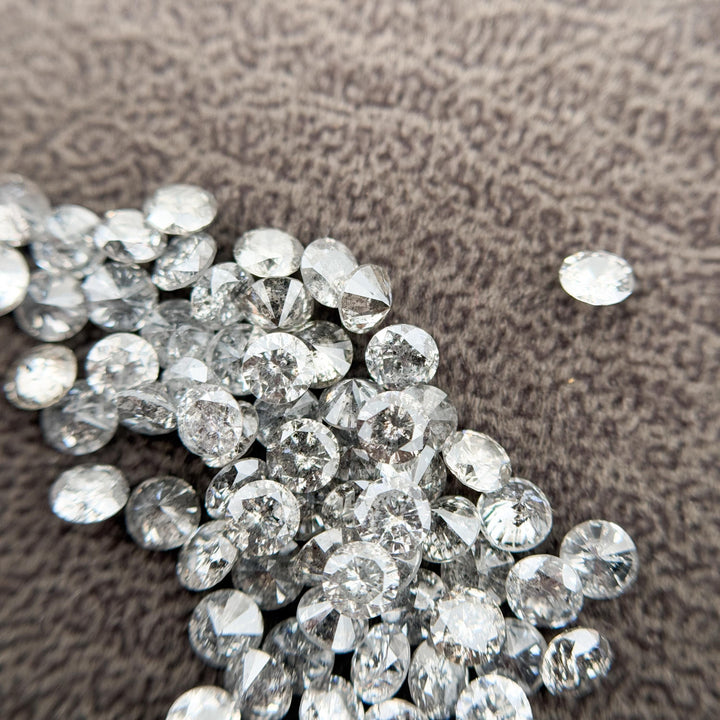 2.5 MM Round Brilliant Cut Grey Natural Salt and Pepper Diamond