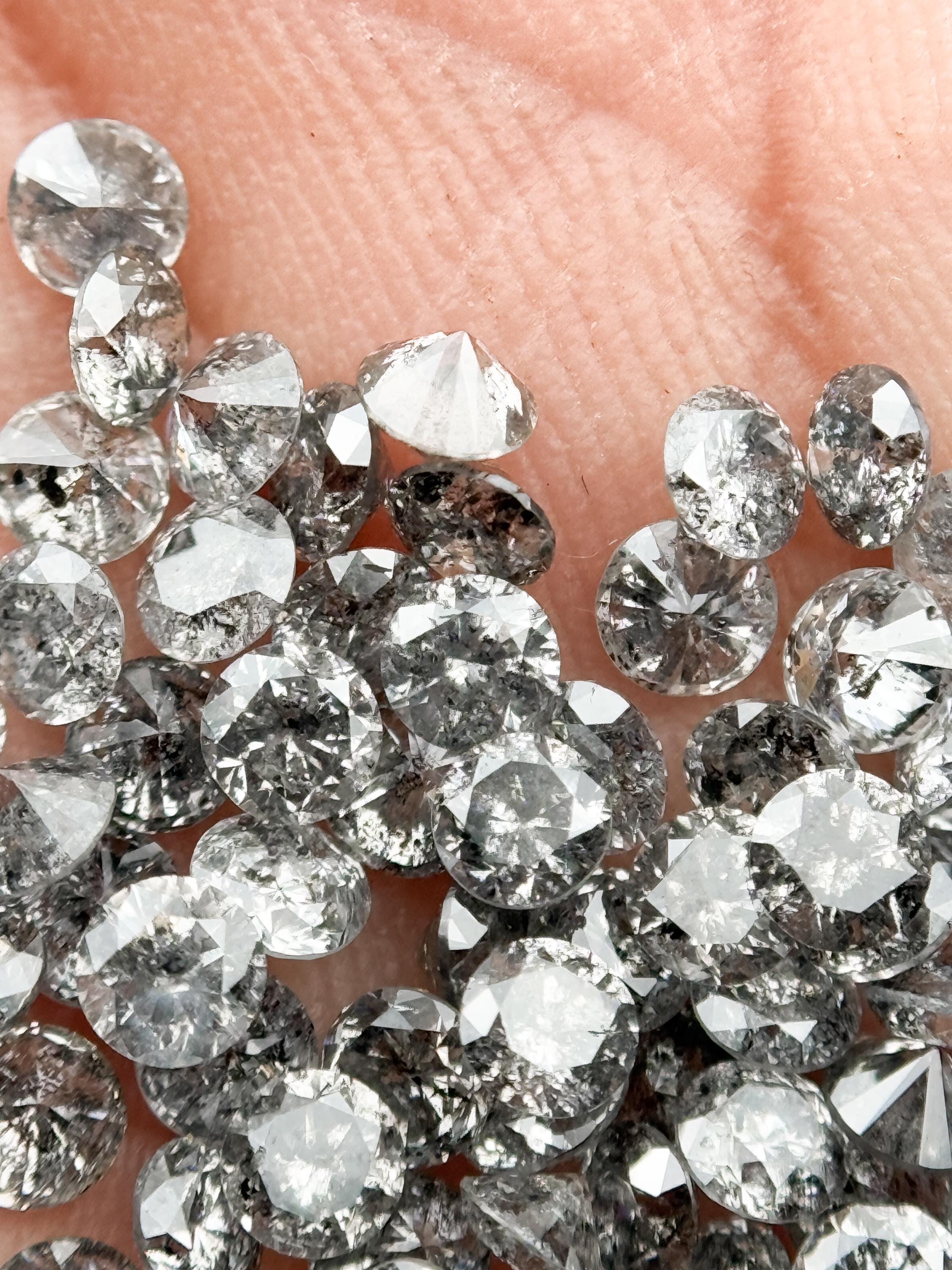1.6 MM Round Brilliant Cut Grey Natural Minimalist Diamond