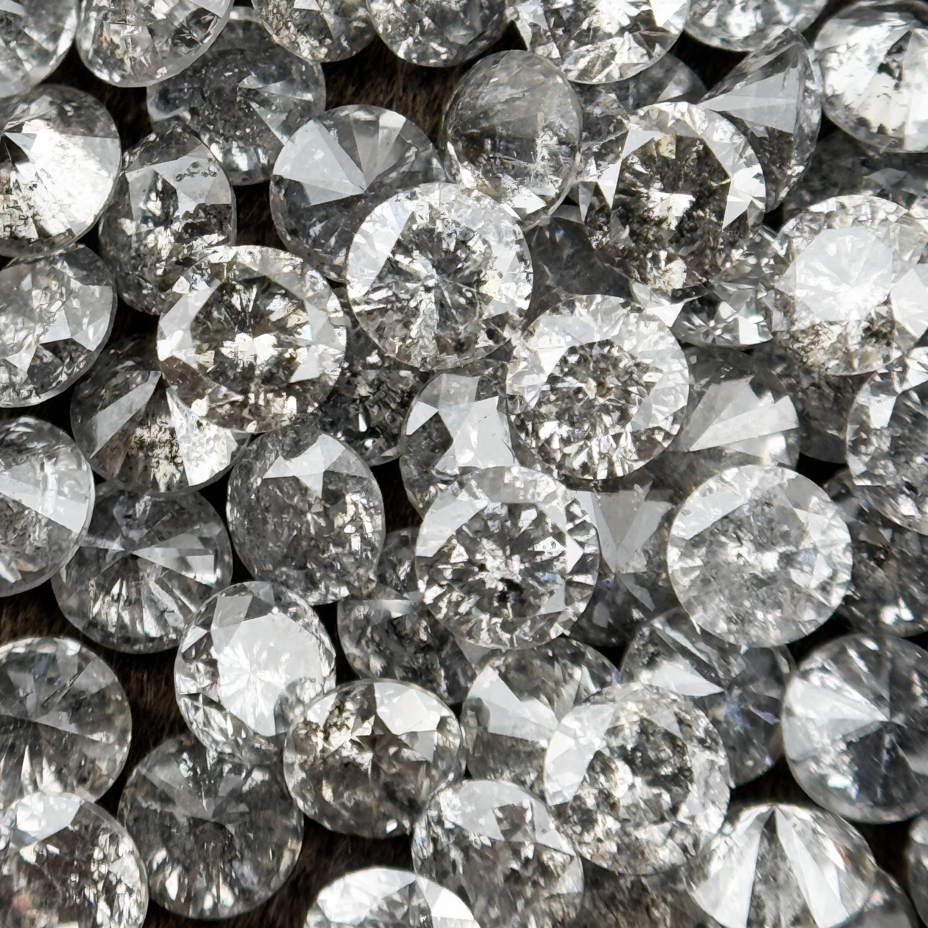 1.3 MM Round Brilliant Cut Grey Natural Diamond Loose