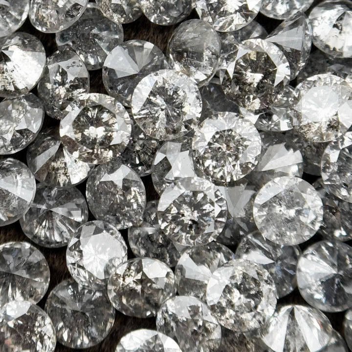 1.3 MM Round Brilliant Cut Grey Natural Diamond Loose