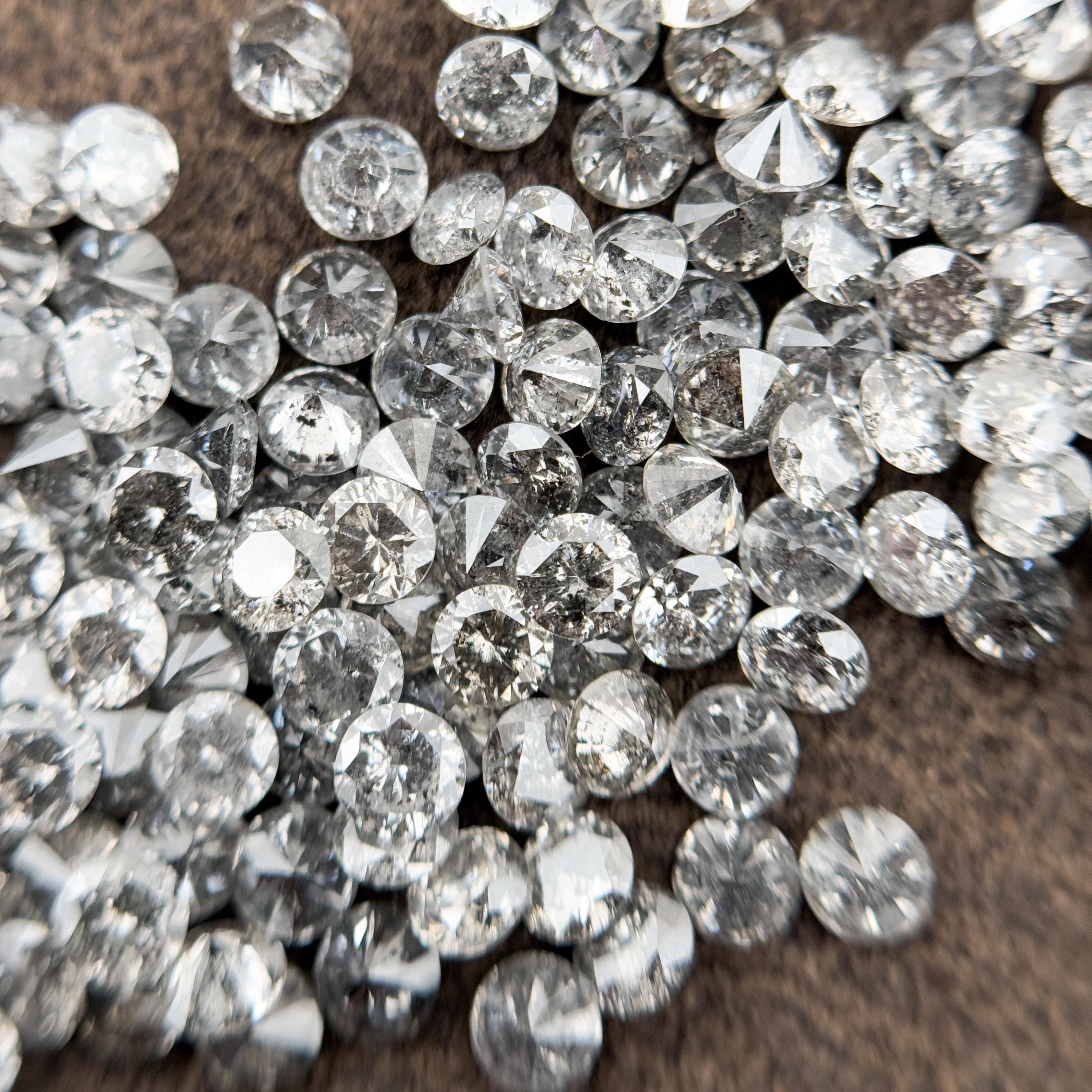 1.3 MM Round Brilliant Cut Grey Natural Diamond Loose