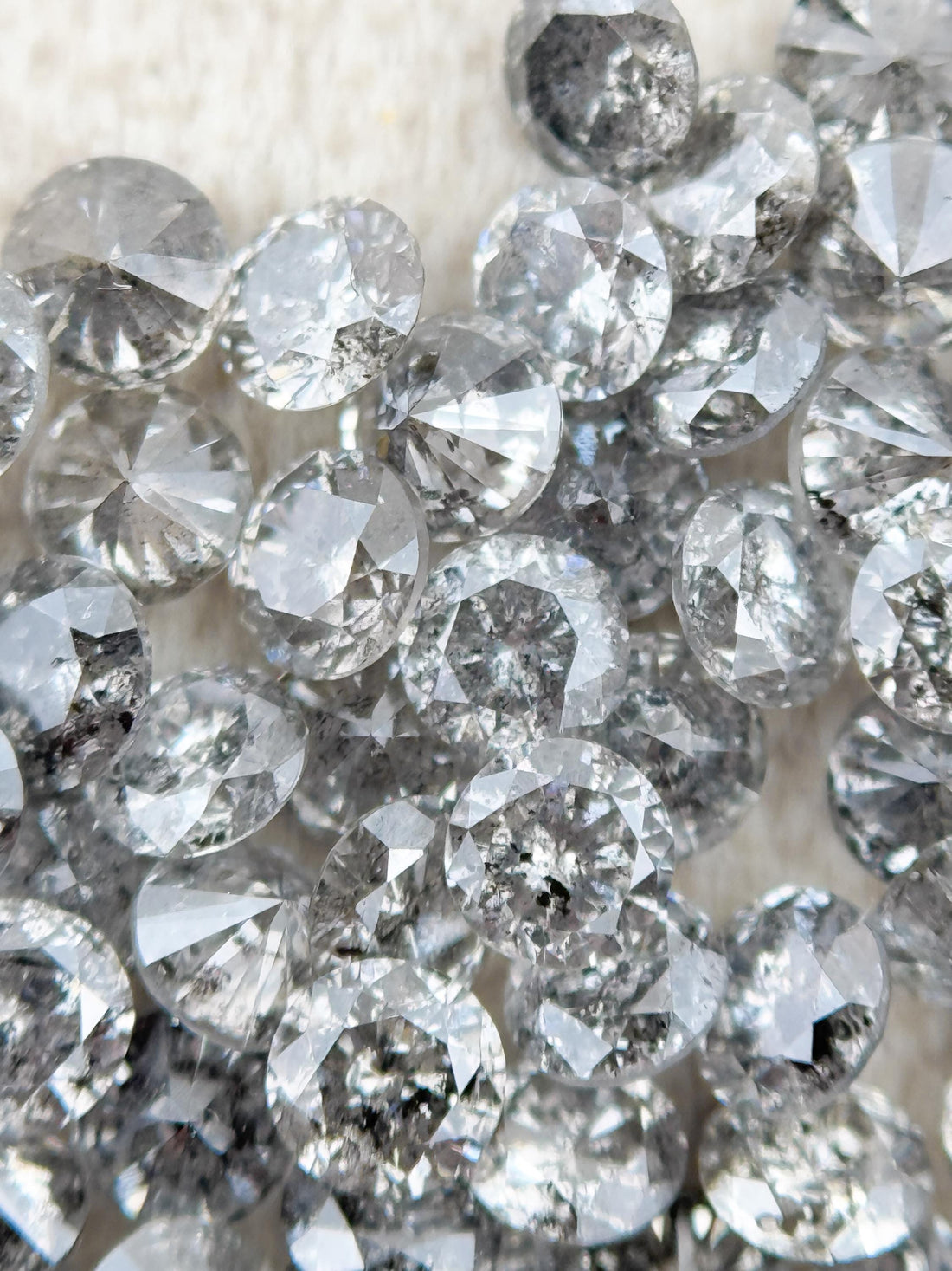 1.8 MM Round Brilliant Cut Grey Natural Minimalist Salt and Pepper Diamond