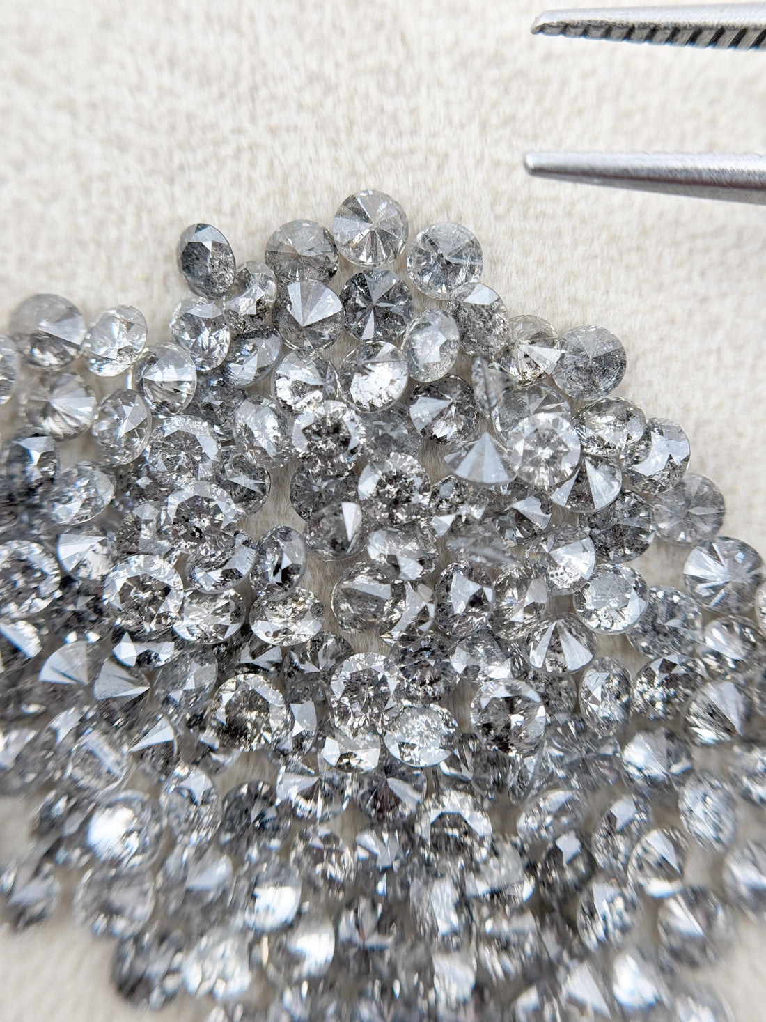 1.8 MM Round Brilliant Cut Grey Natural Minimalist Salt and Pepper Diamond