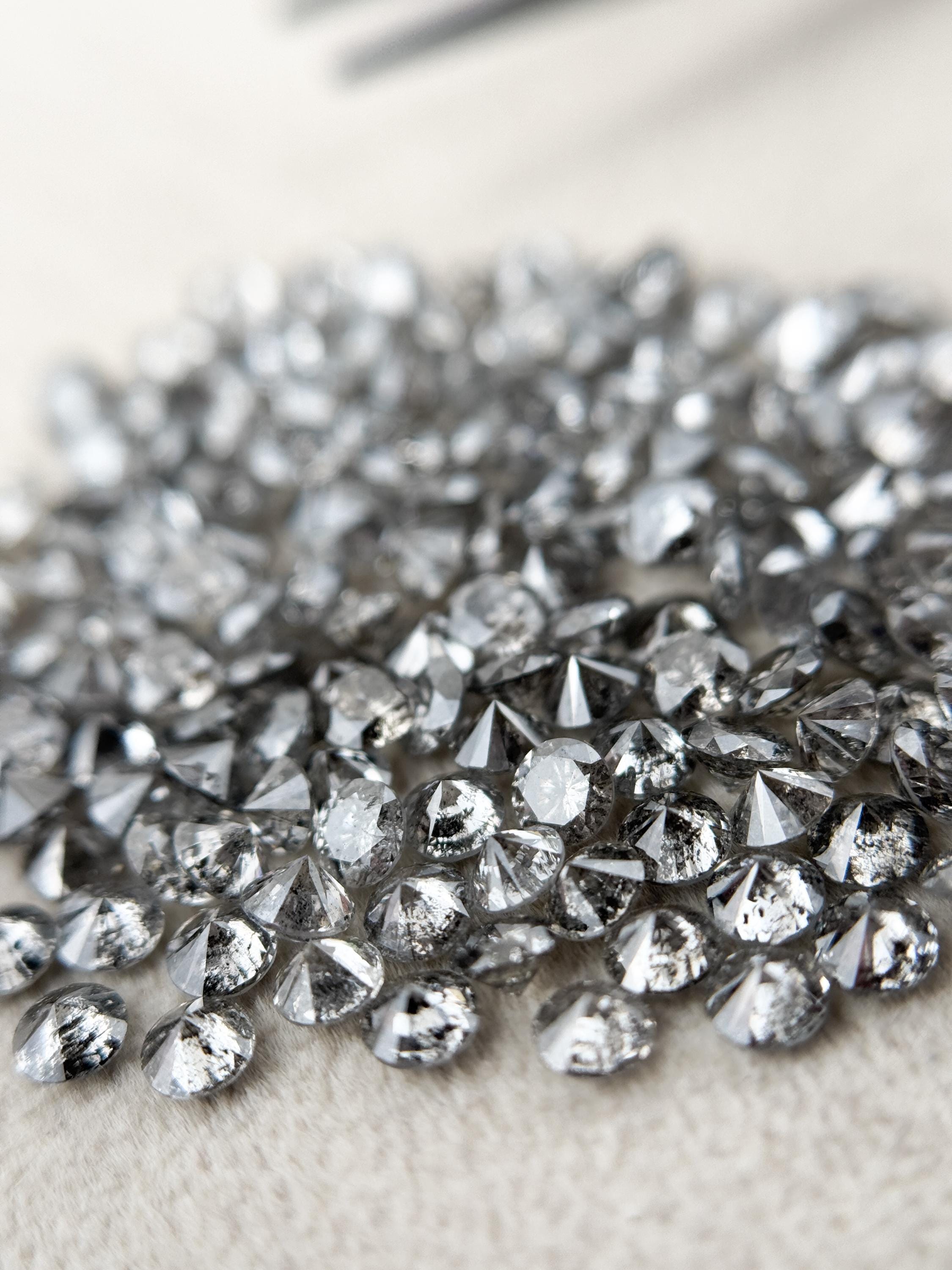 1.9 MM Round Brilliant Cut Grey Natural Salt and Pepper Diamond