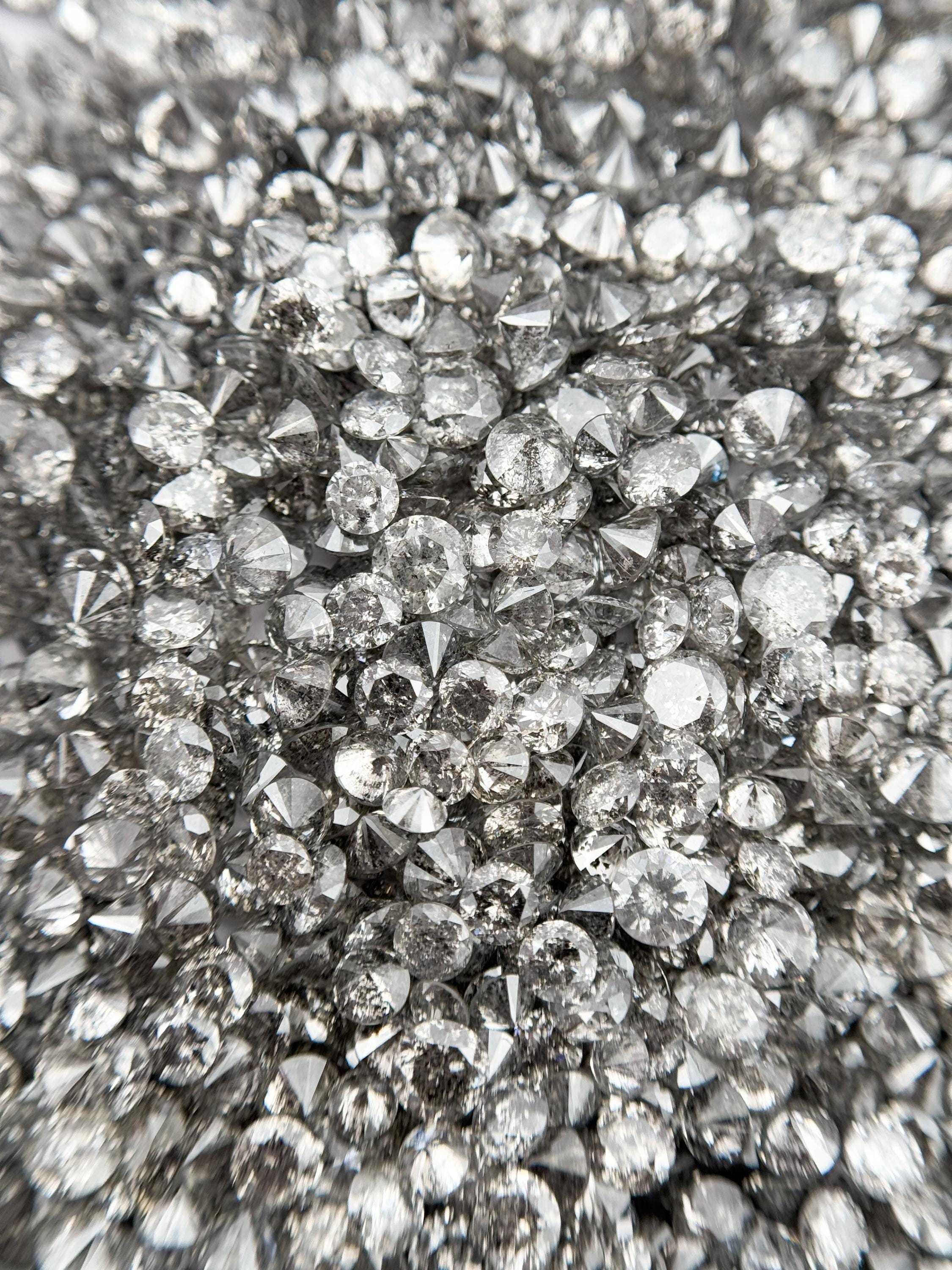 1.9 MM Round Brilliant Cut Grey Natural Salt and Pepper Diamond