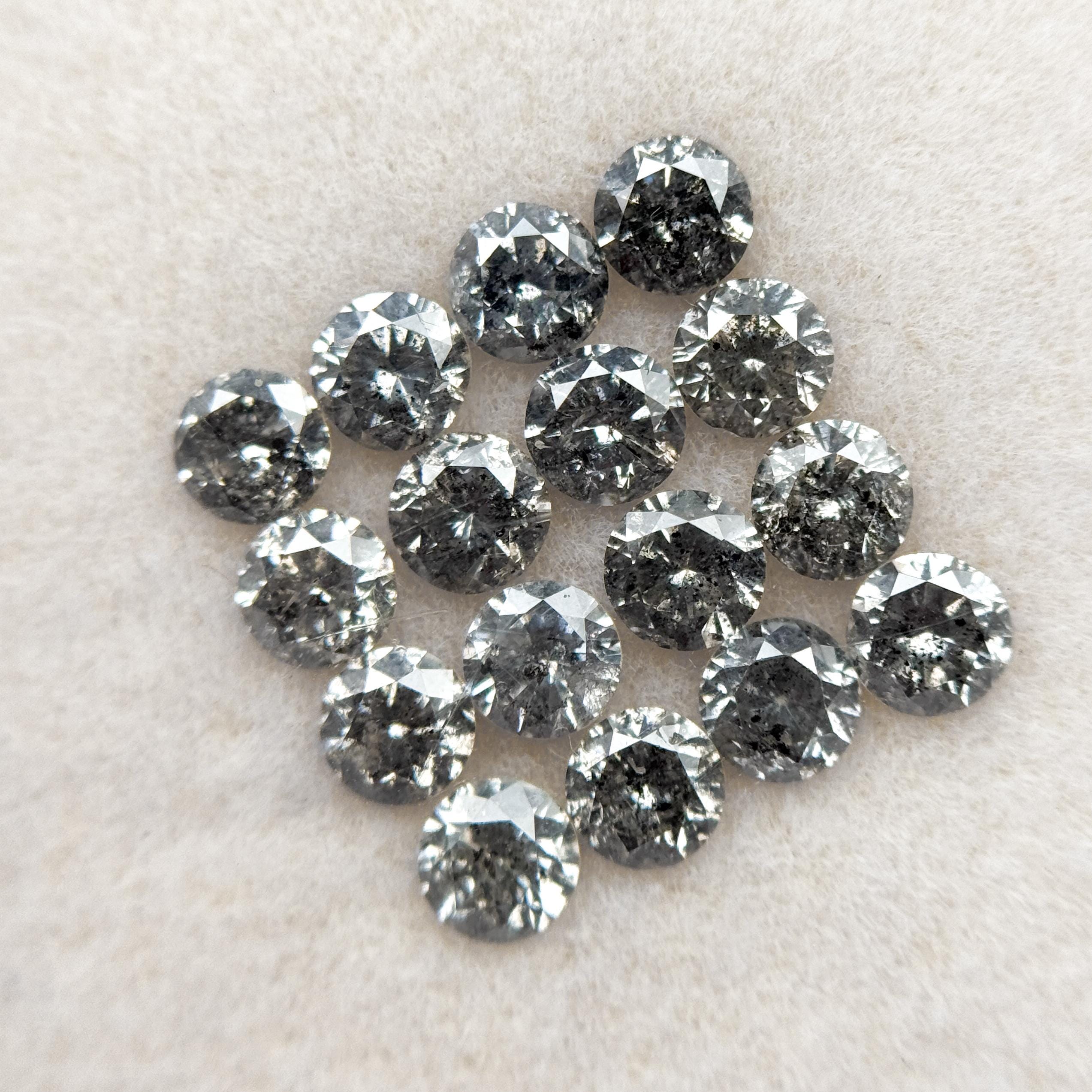 4 MM Round Brilliant Cut Fancy Grey Natural Salt and Pepper Diamond