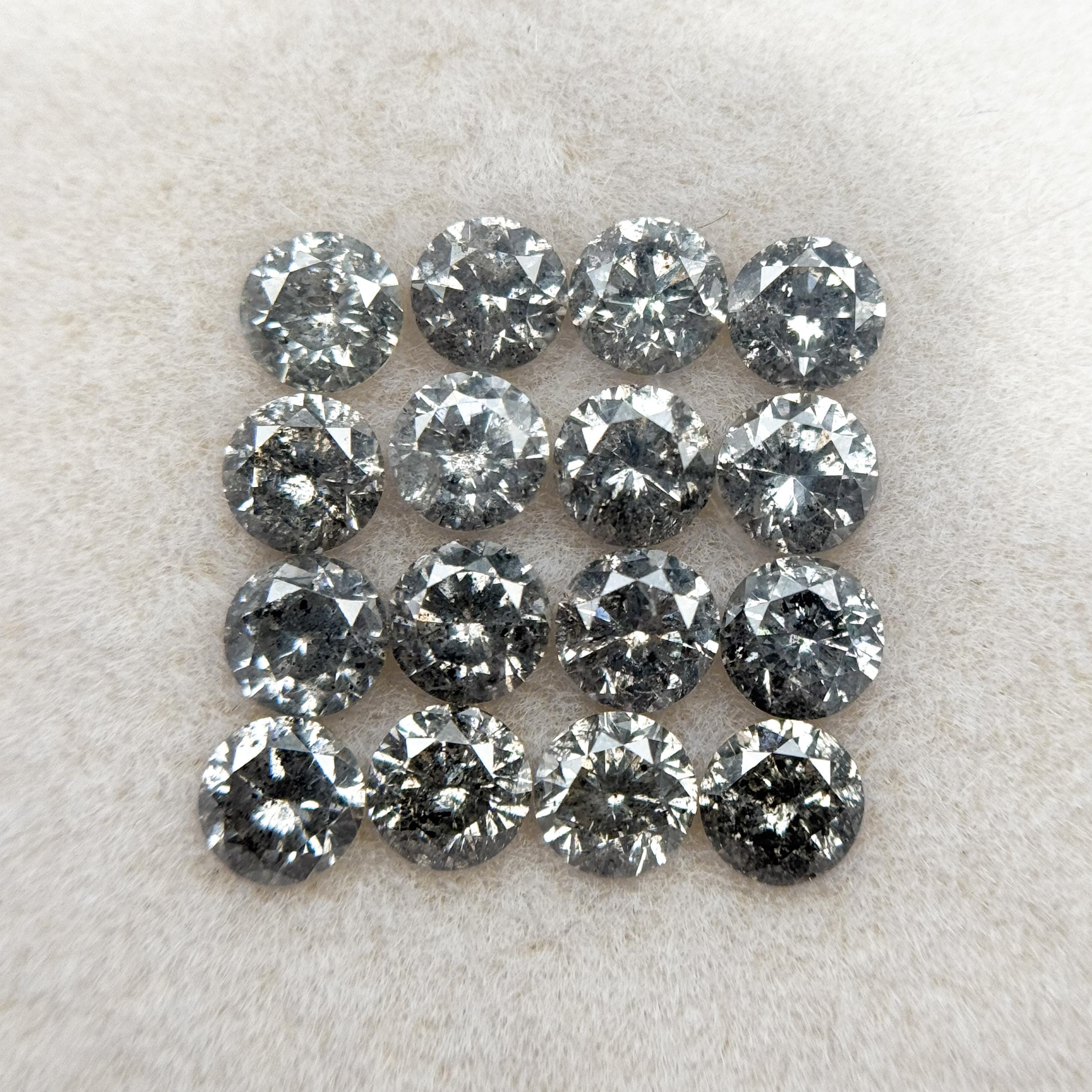4 MM Round Brilliant Cut Fancy Grey Natural Salt and Pepper Diamond