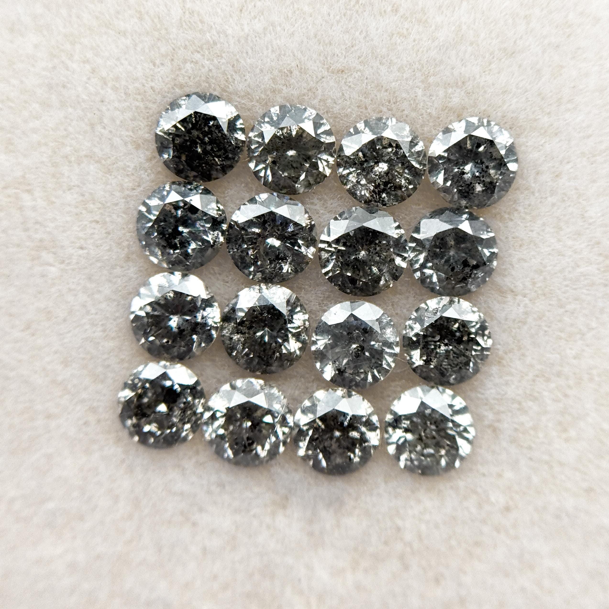4 MM Round Brilliant Cut Fancy Grey Natural Salt and Pepper Diamond