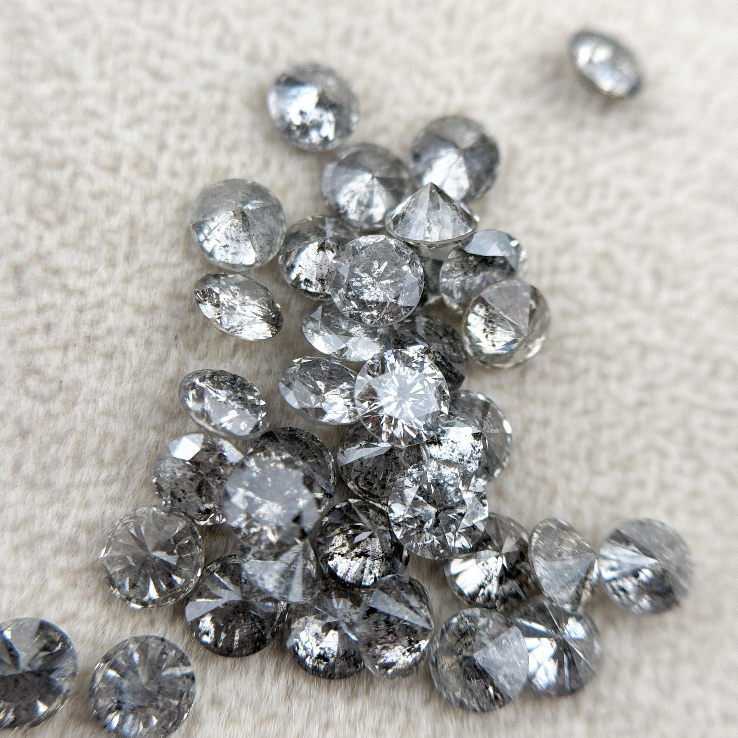 2.2 MM Round Brilliant Cut Grey Natural Fancy Diamond
