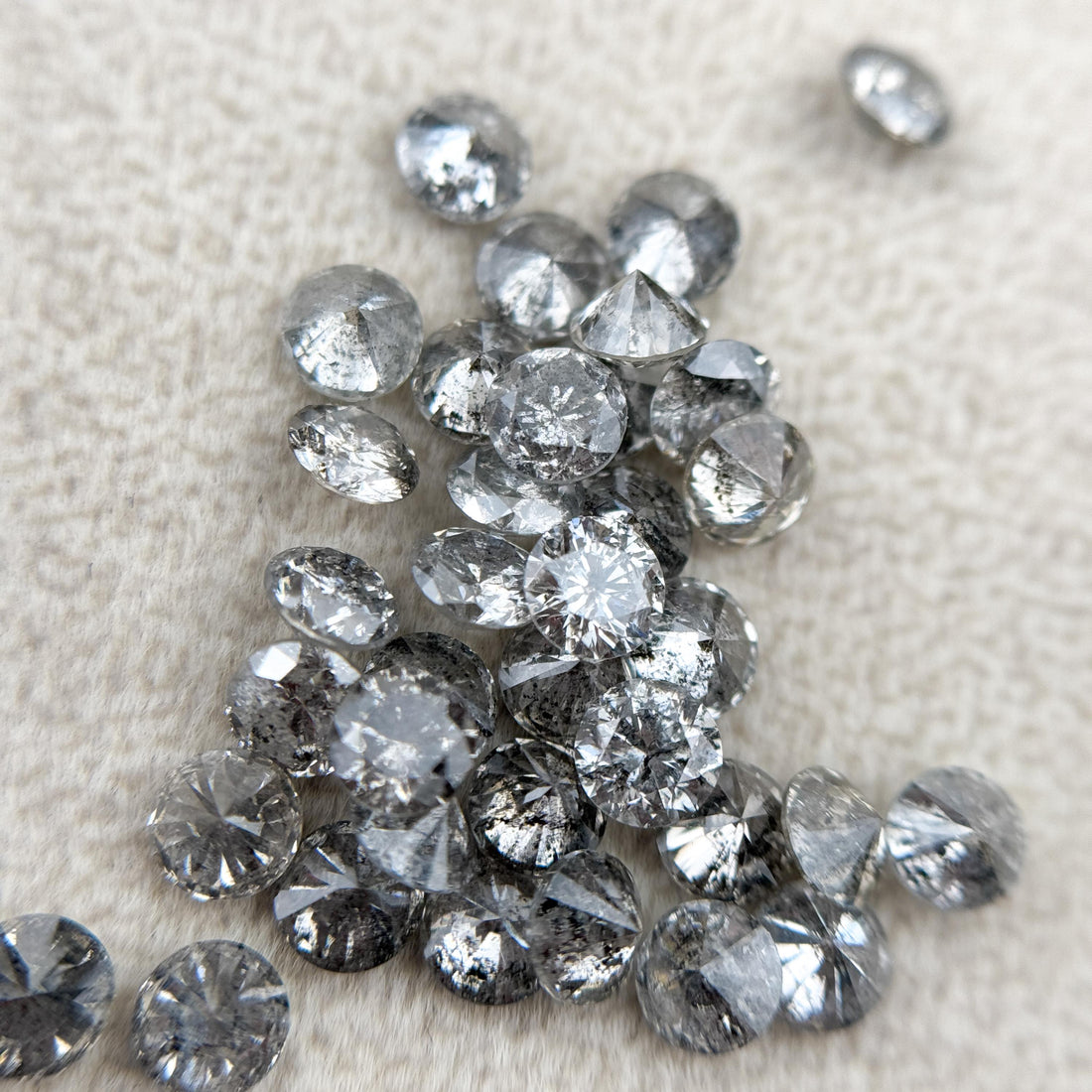 2.2 MM Round Brilliant Cut Grey Natural Fancy Diamond