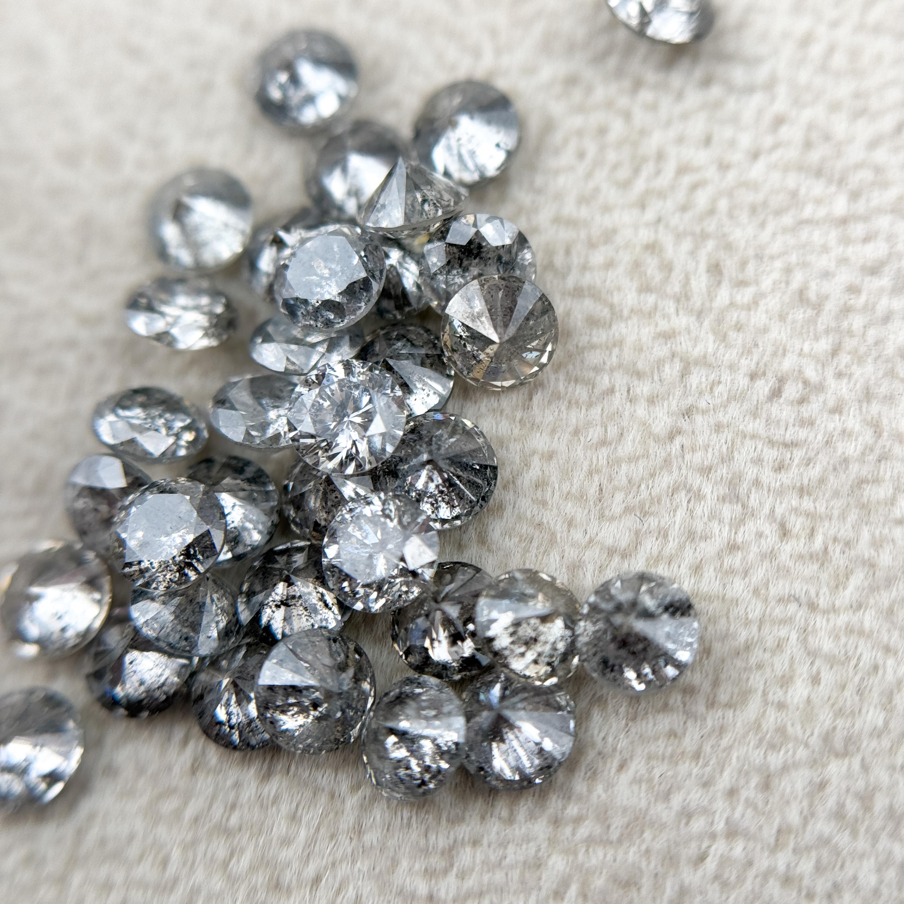 2.2 MM Round Brilliant Cut Grey Natural Fancy Diamond
