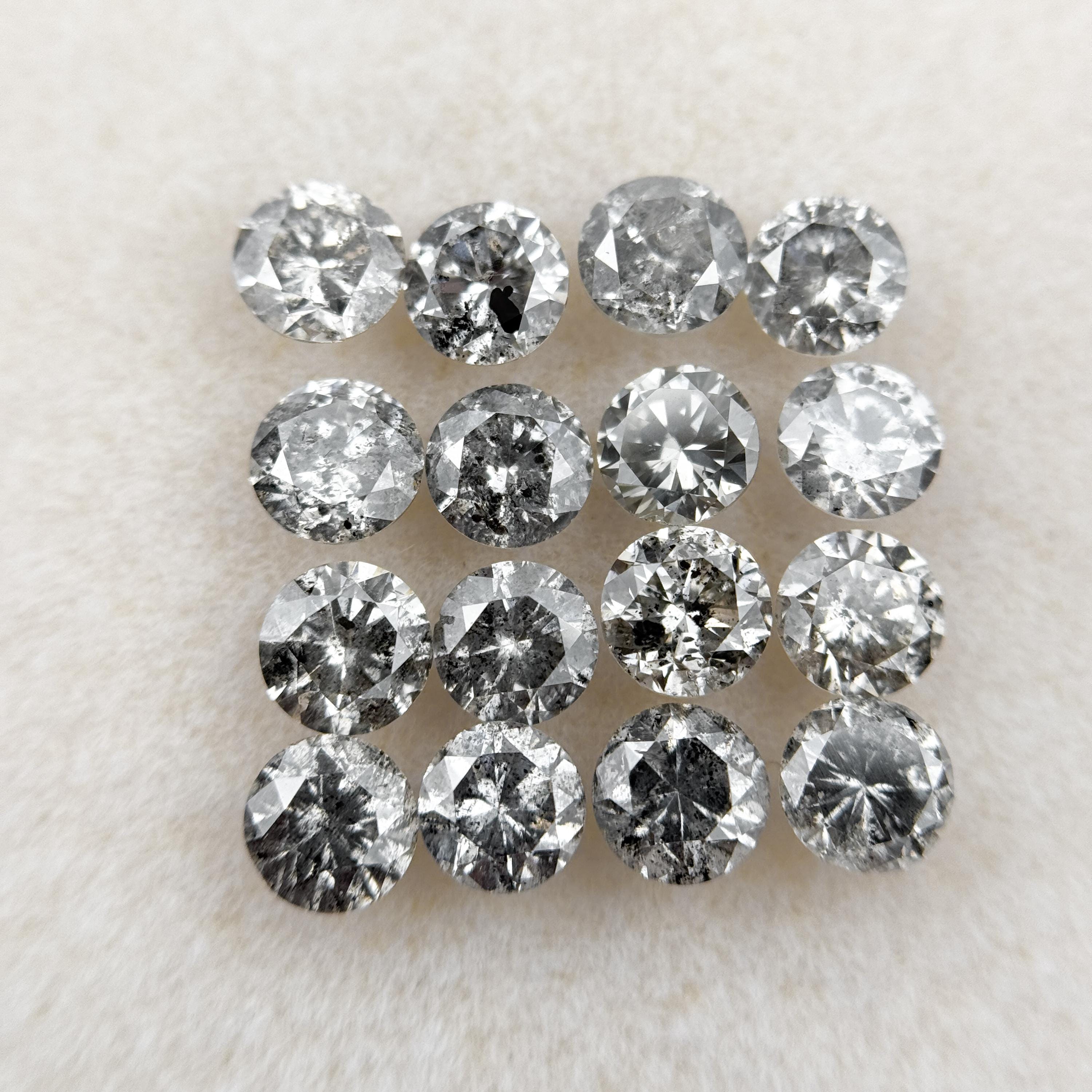 3.0 MM Round Brilliant Cut Grey Natural Salt and Pepper Diamond