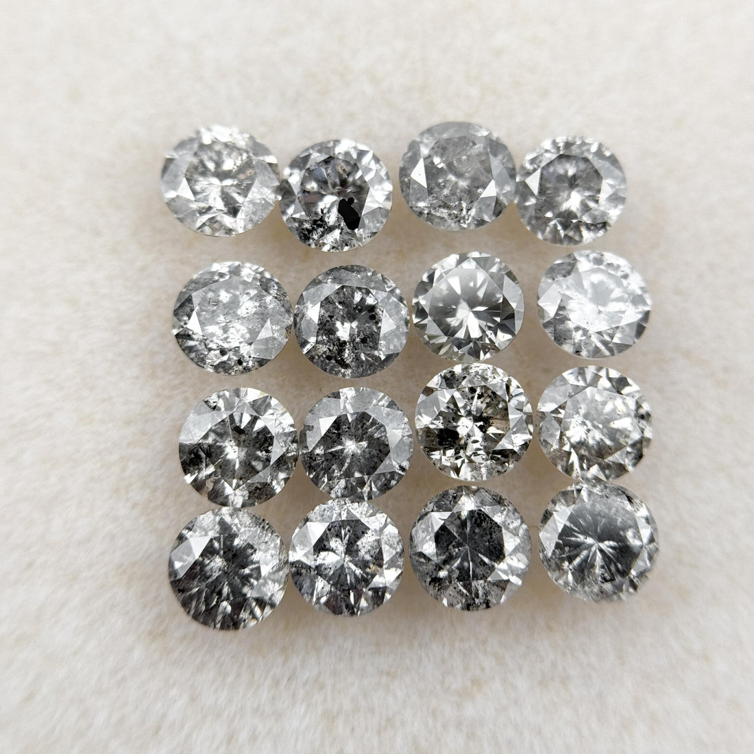 3.0 MM Round Brilliant Cut Grey Natural Salt and Pepper Diamond