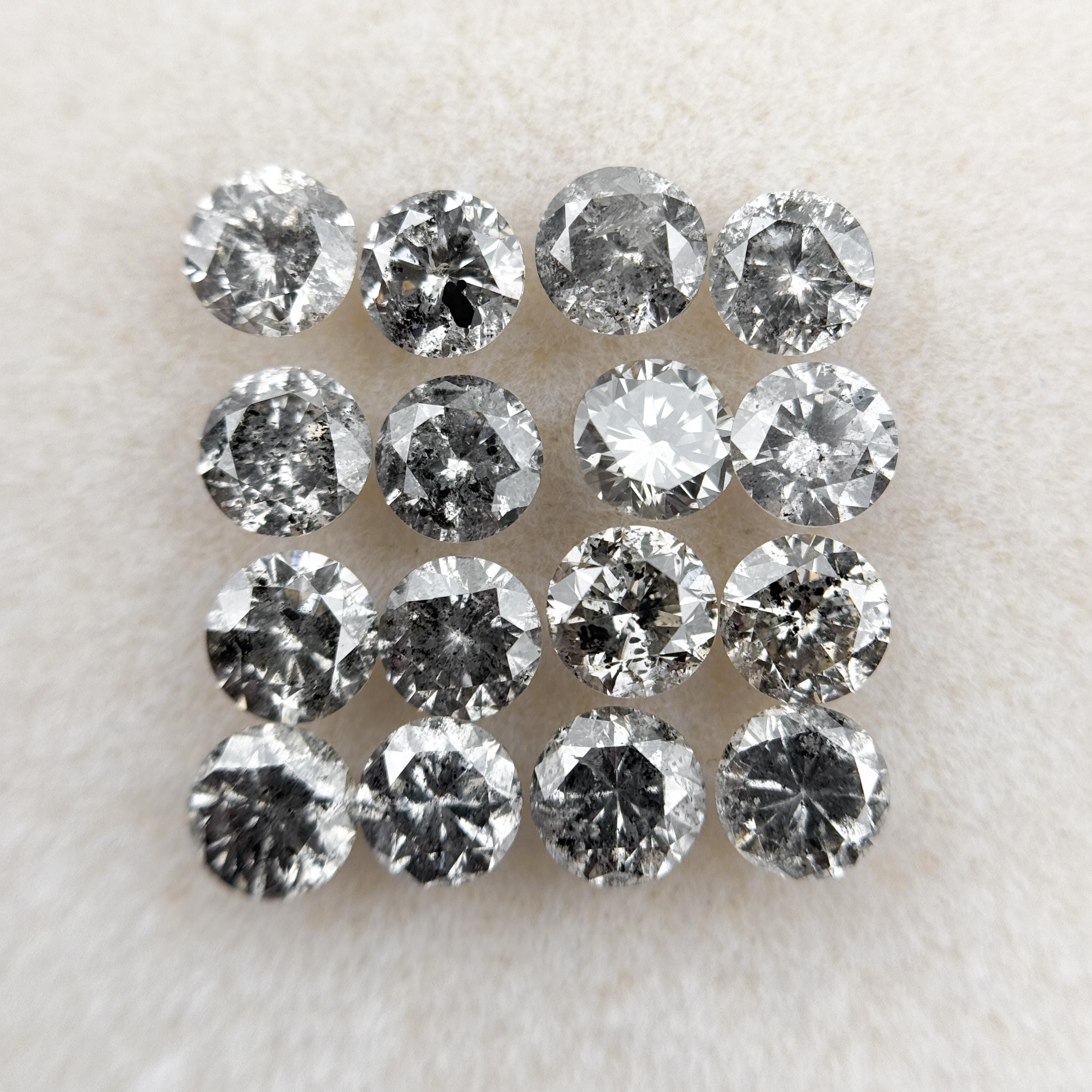 3.0 MM Round Brilliant Cut Grey Natural Salt and Pepper Diamond