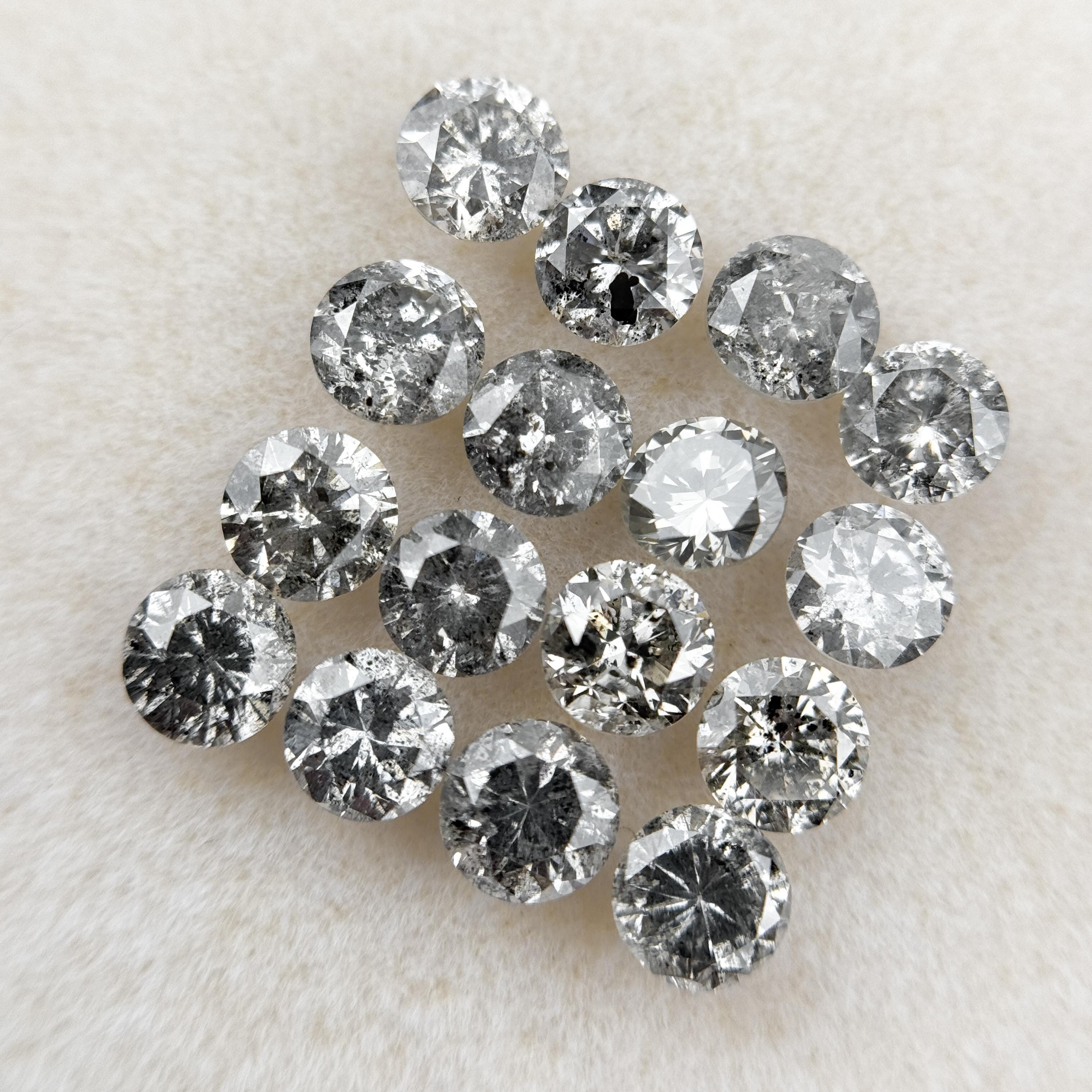 3.0 MM Round Brilliant Cut Grey Natural Salt and Pepper Diamond