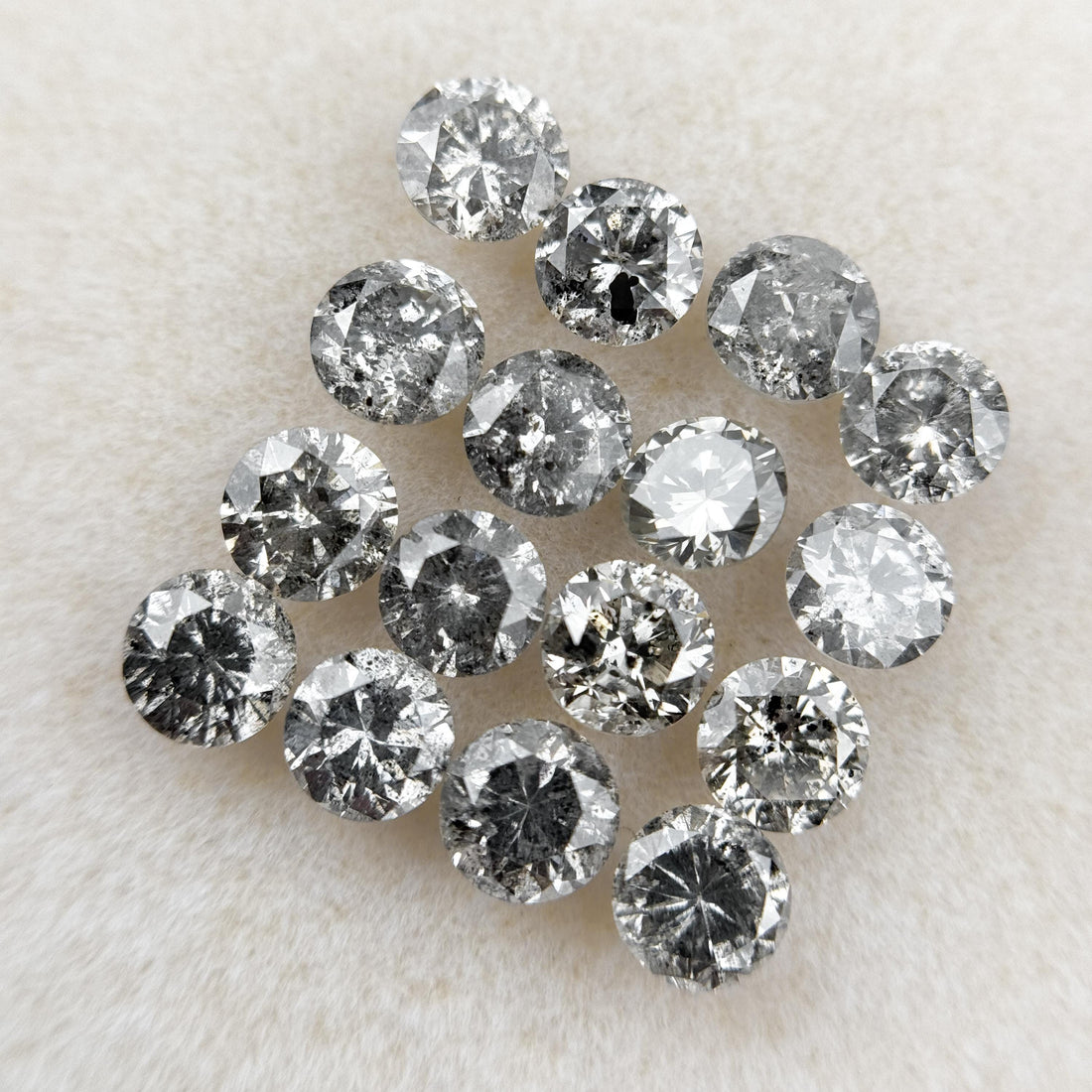 3.0 MM Round Brilliant Cut Grey Natural Salt and Pepper Diamond