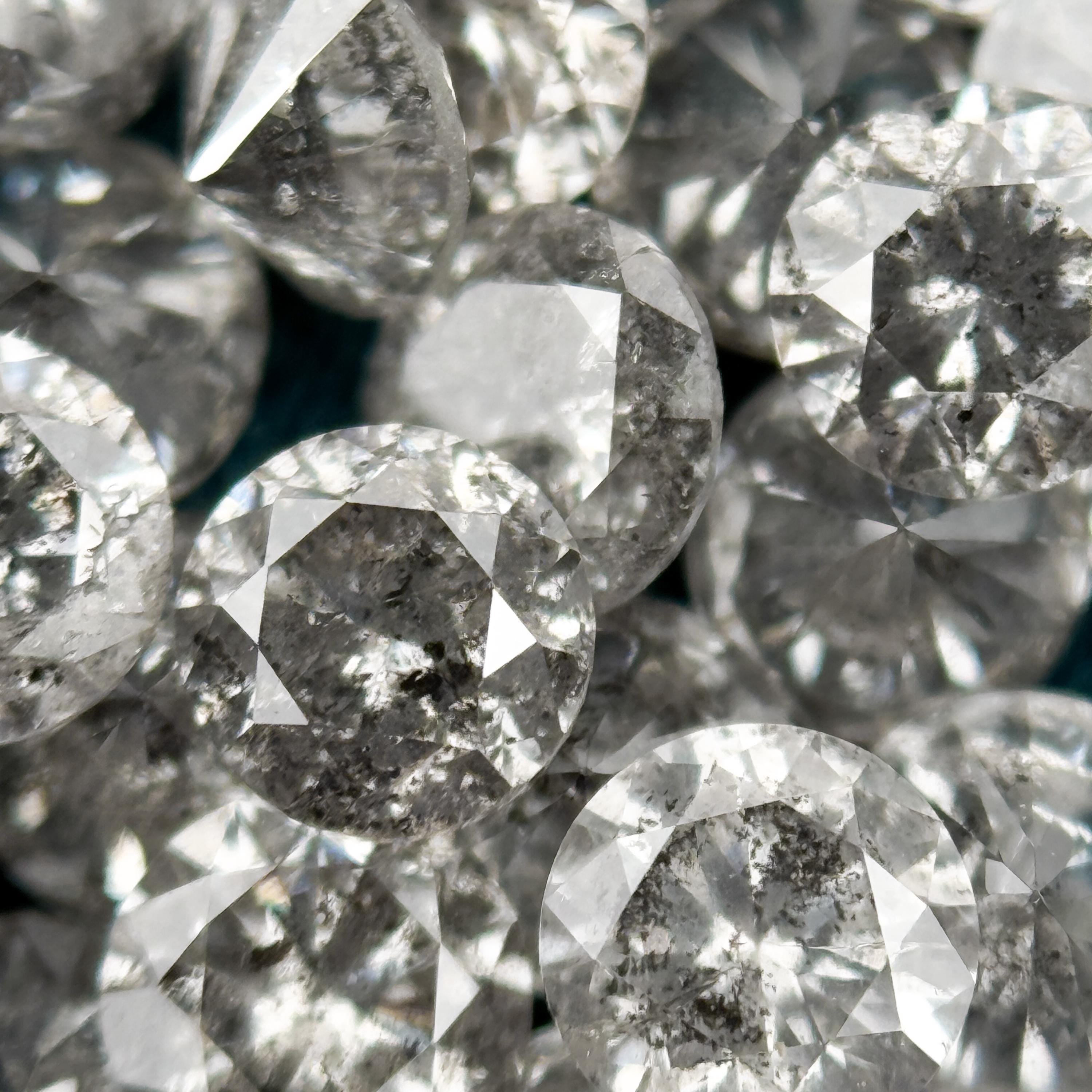 1.4 MM Round Brilliant Cut Grey Natural Salt and Pepper Diamond