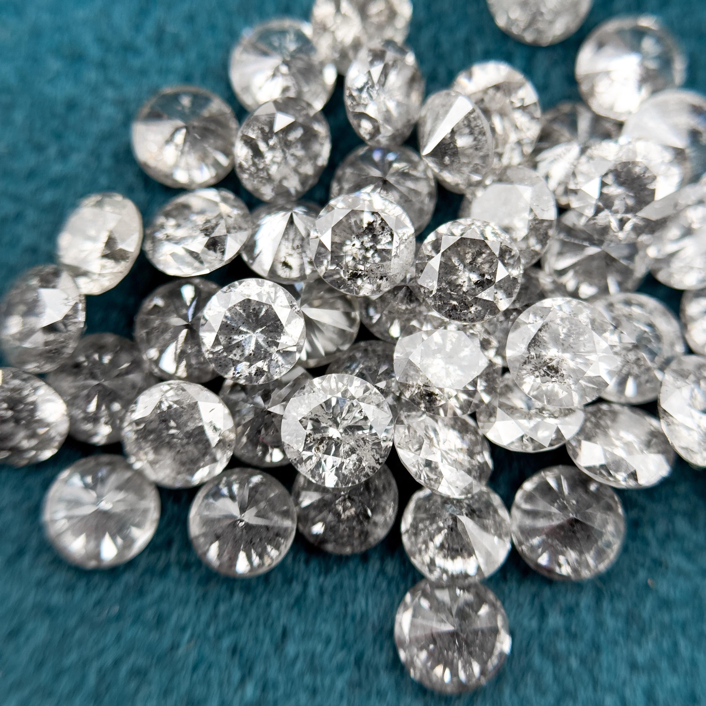 1.4 MM Round Brilliant Cut Grey Natural Salt and Pepper Diamond