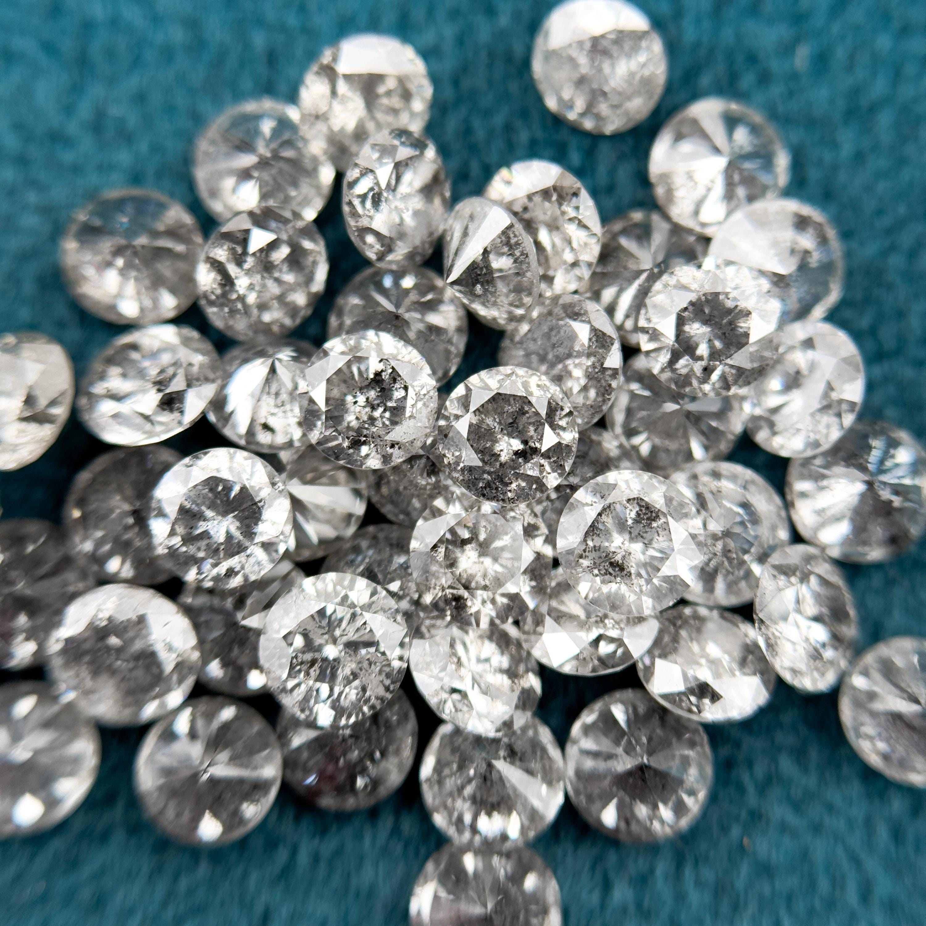 1.4 MM Round Brilliant Cut Grey Natural Salt and Pepper Diamond