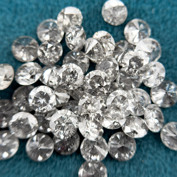 1.4 MM Round Brilliant Cut Grey Natural Salt and Pepper Diamond