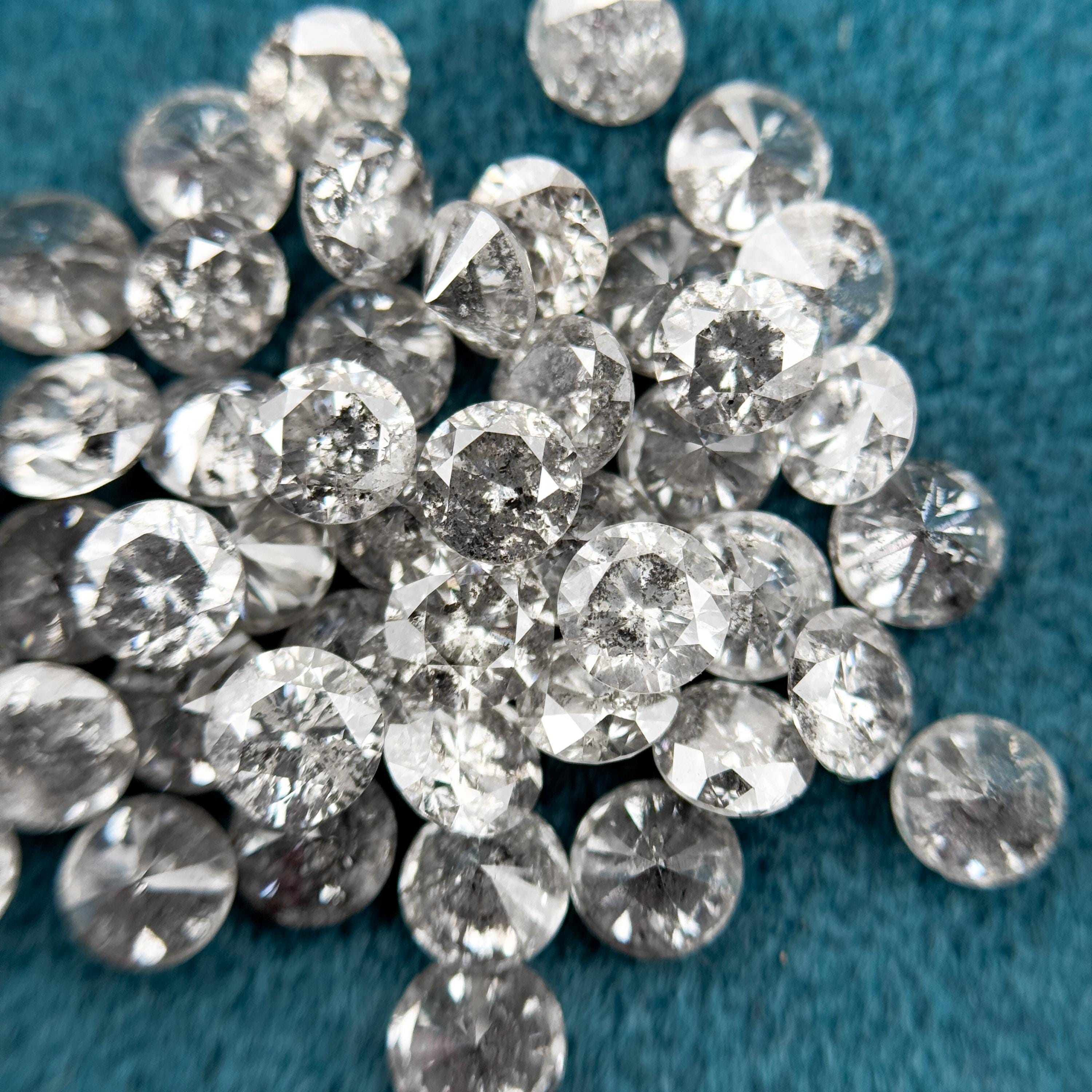 1.4 MM Round Brilliant Cut Grey Natural Salt and Pepper Diamond