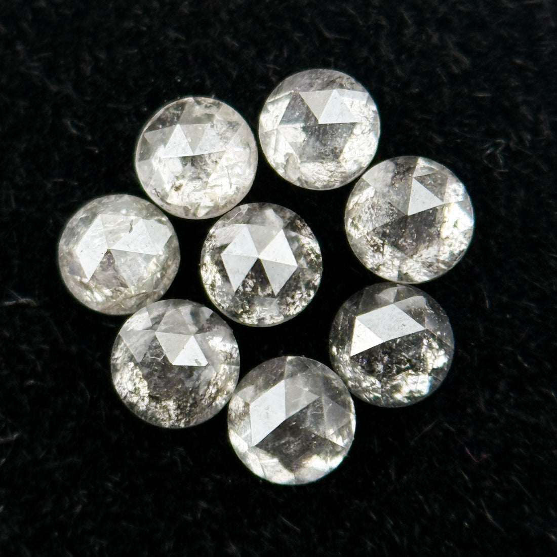 2.00 MM Round Rose Cut Grey Natural Salt and Pepper Diamond