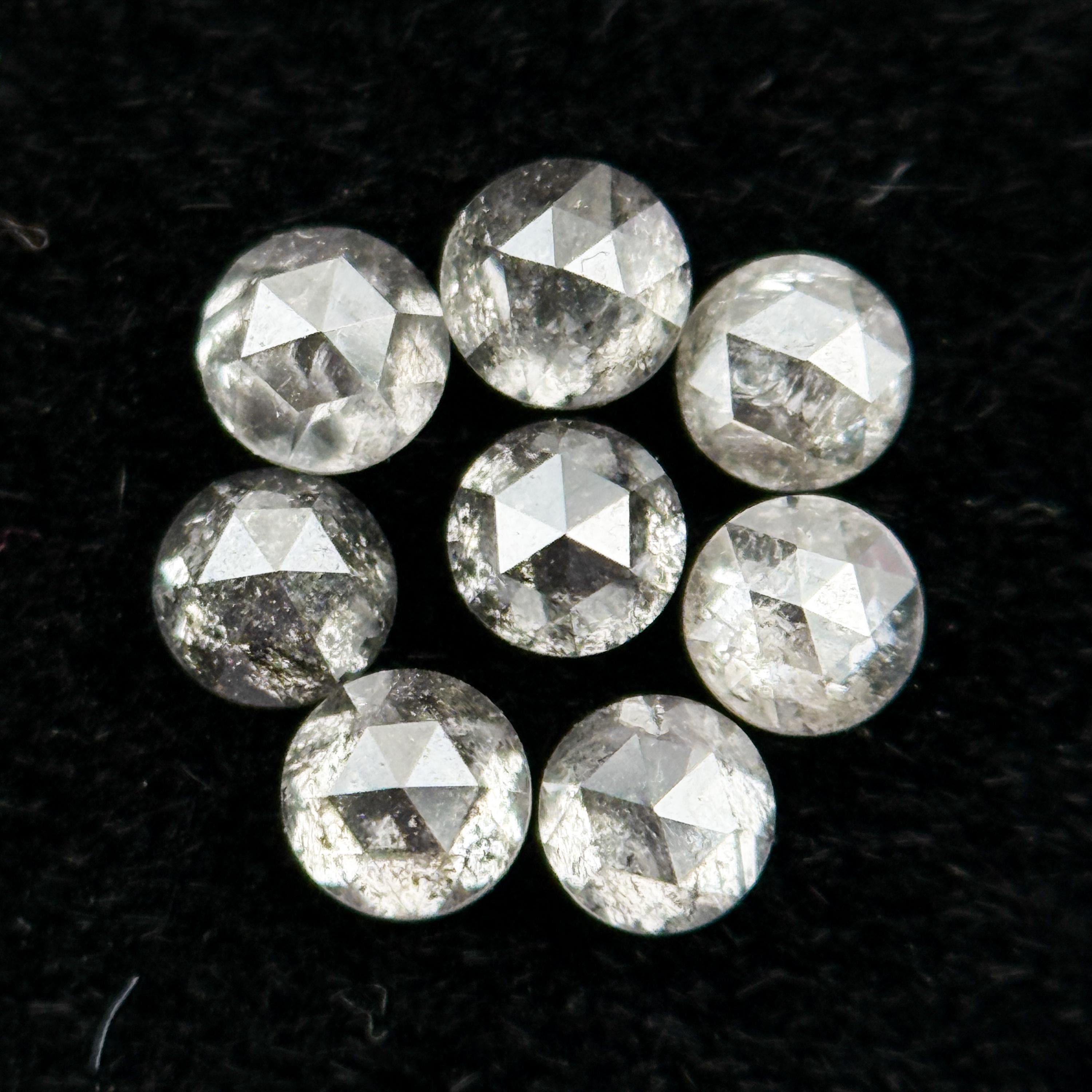 2.00 MM Round Rose Cut Grey Natural Salt and Pepper Diamond