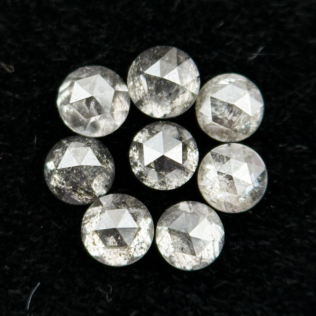 2.00 MM Round Rose Cut Grey Natural Salt and Pepper Diamond