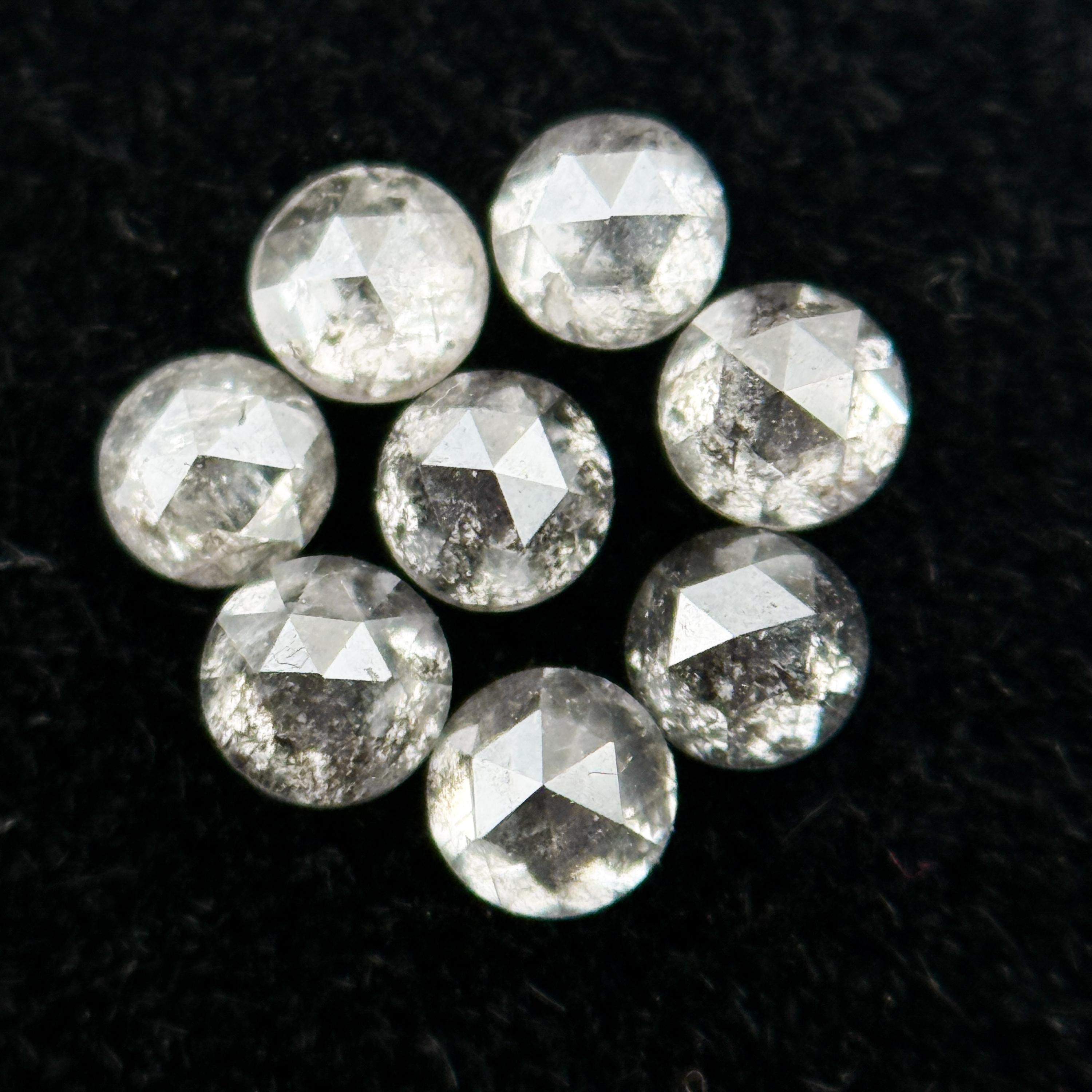 2.00 MM Round Rose Cut Grey Natural Salt and Pepper Diamond