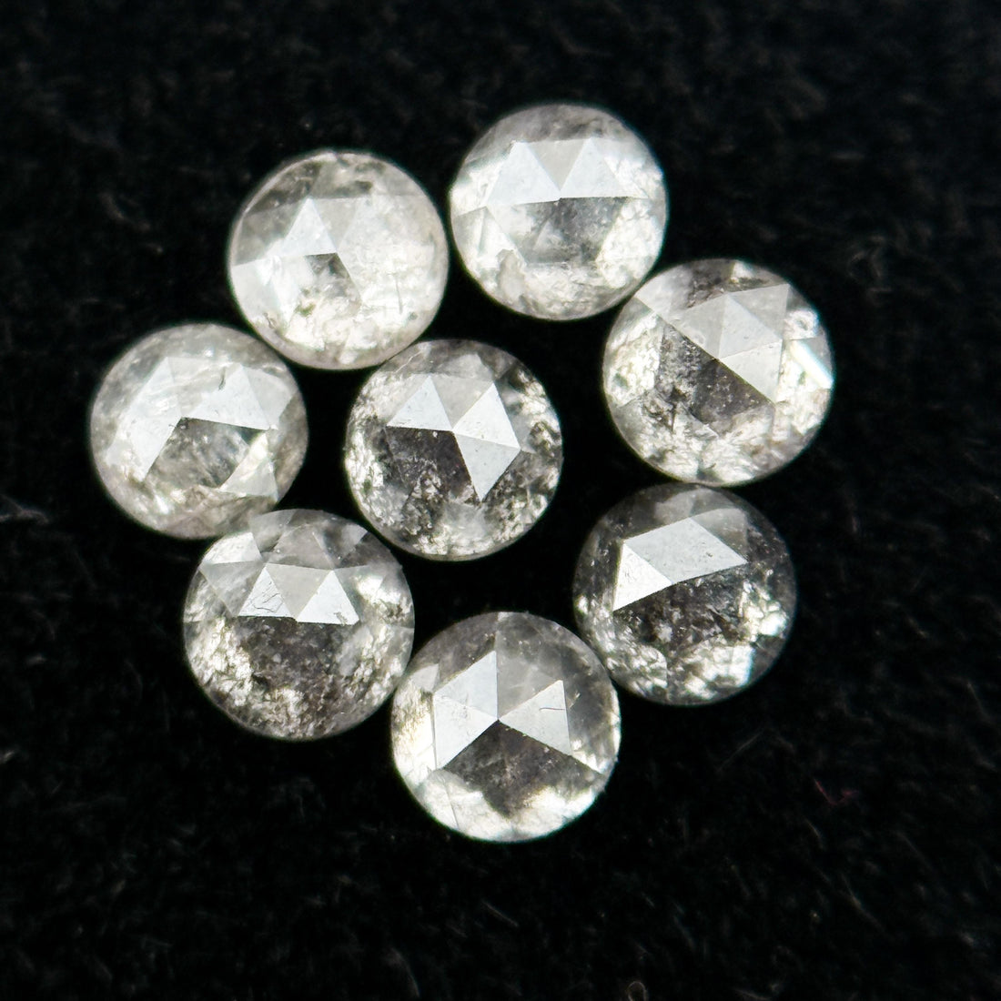 2.00 MM Round Rose Cut Grey Natural Salt and Pepper Diamond