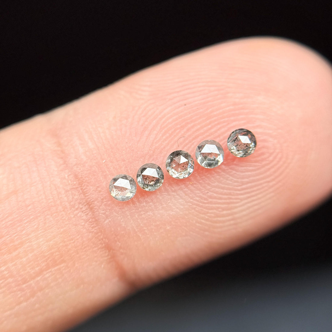 2.00 MM Round Rose Cut Grey Natural Salt and Pepper Diamond