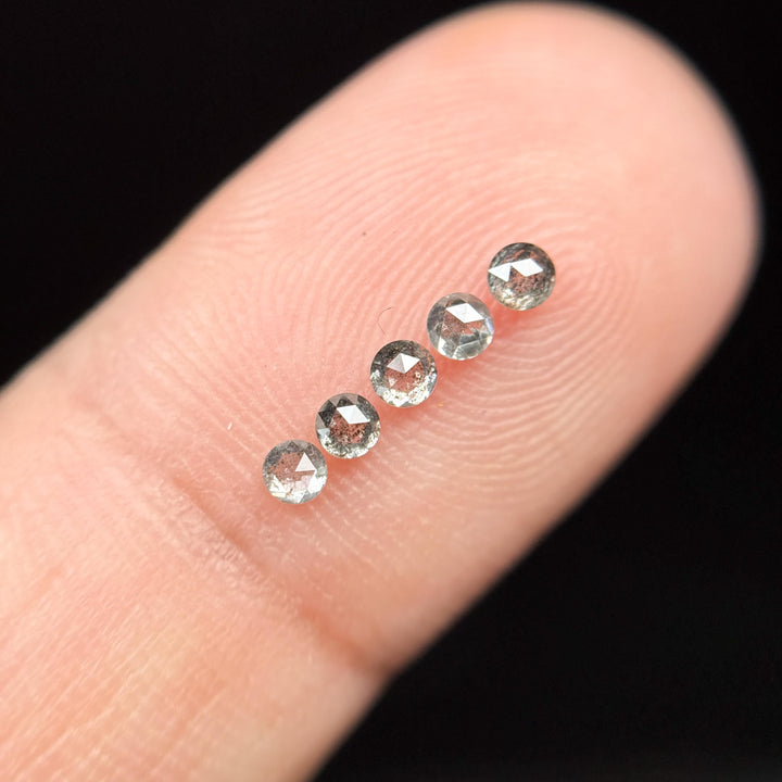 2.00 MM Round Rose Cut Grey Natural Salt and Pepper Diamond