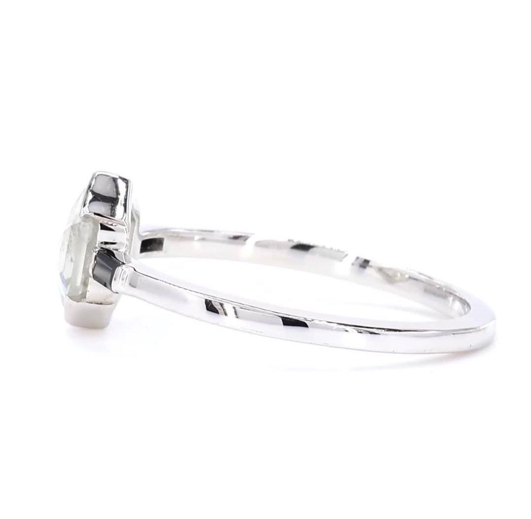 Hexagon Salt and Pepper Diamond, Natural Grey Diamond Minimalist 14K White Gold Anniversary Ring