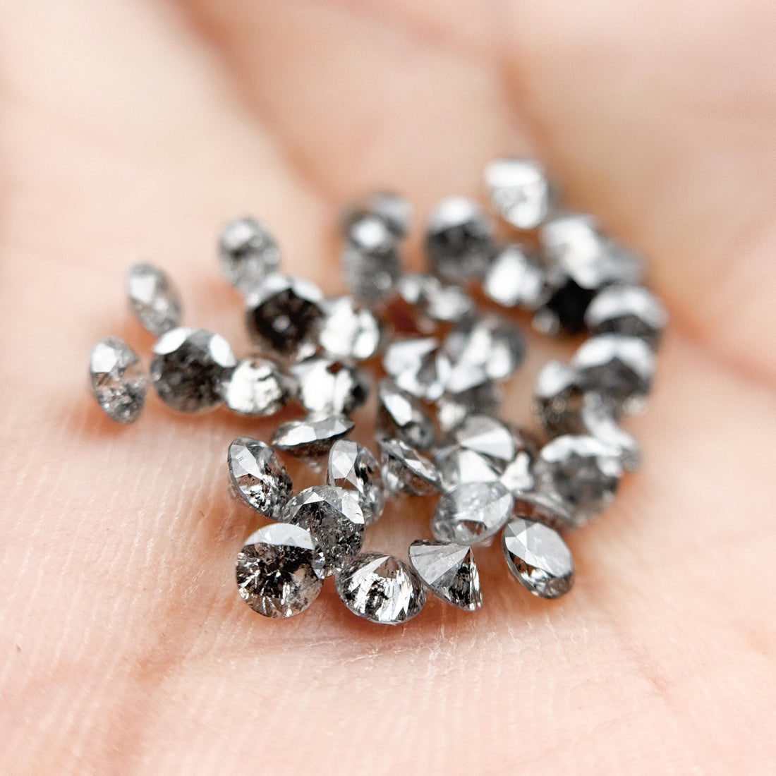 1.5 MM Round Brilliant Cut Grey Natural Galaxy Diamond