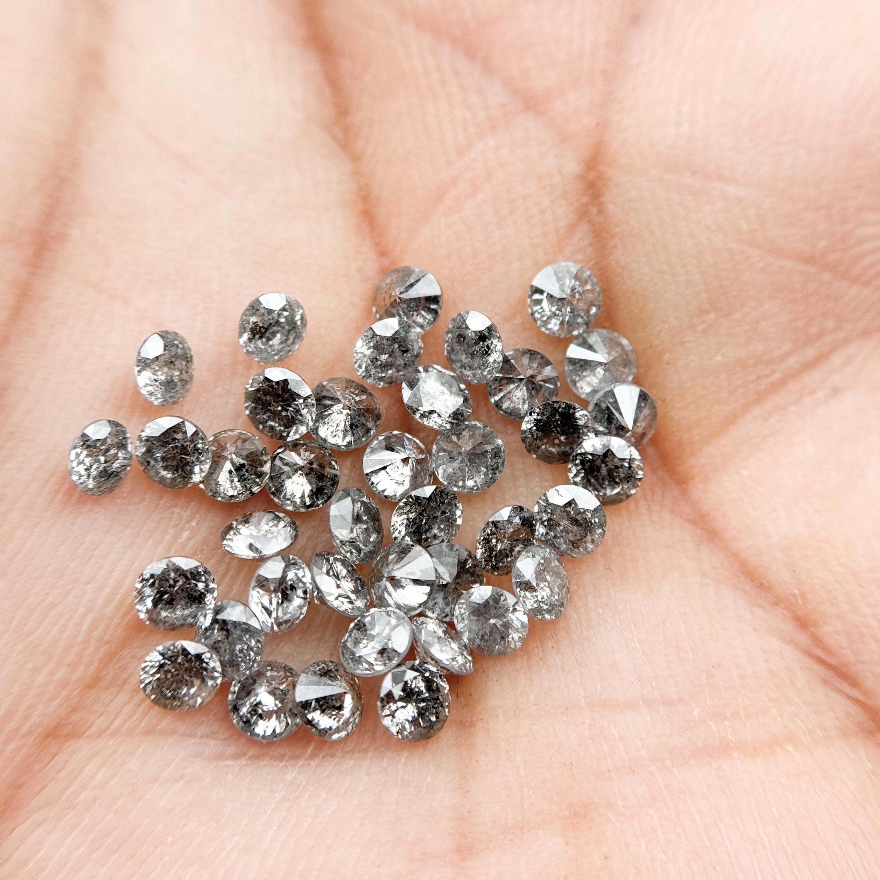 1.5 MM Round Brilliant Cut Grey Natural Galaxy Diamond