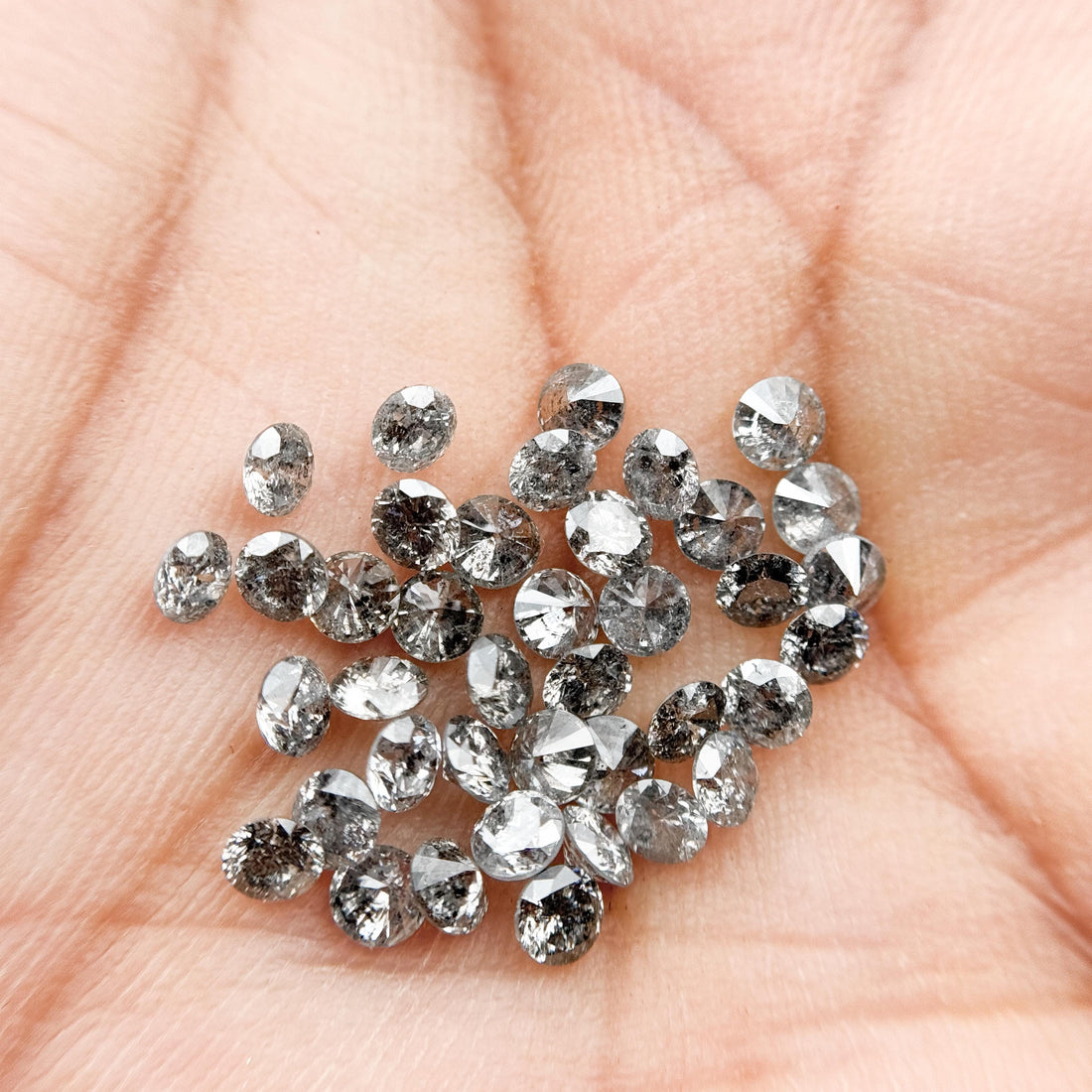 1.5 MM Round Brilliant Cut Grey Natural Galaxy Diamond