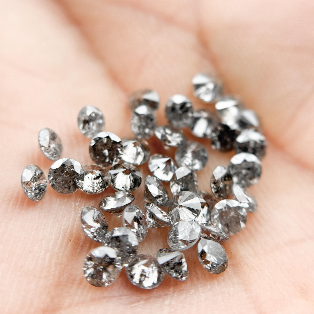 1.5 MM Round Brilliant Cut Grey Natural Galaxy Diamond