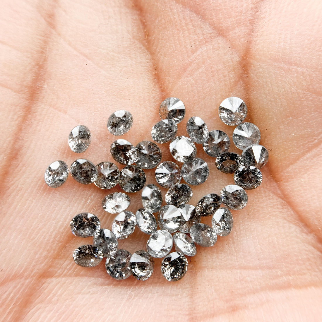 1.5 MM Round Brilliant Cut Grey Natural Galaxy Diamond