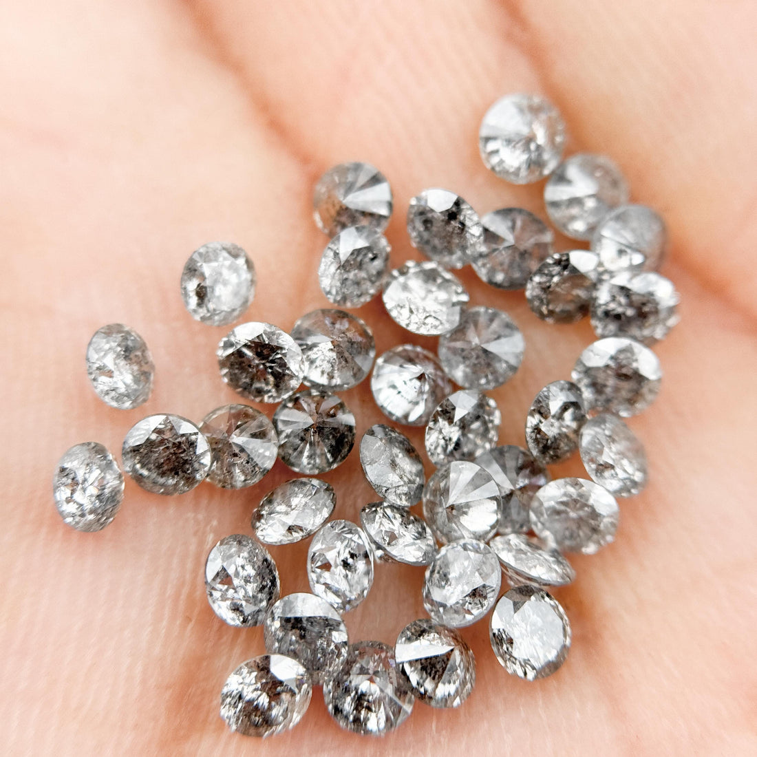 1.5 MM Round Brilliant Cut Grey Natural Galaxy Diamond