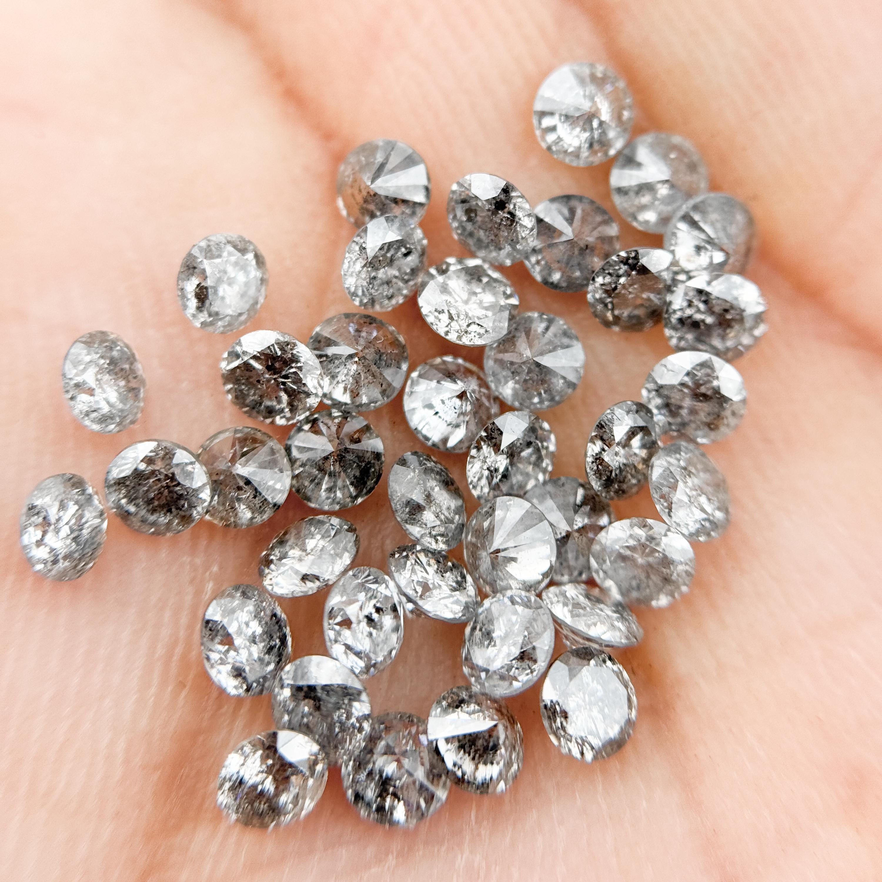 1.5 MM Round Brilliant Cut Grey Natural Galaxy Diamond