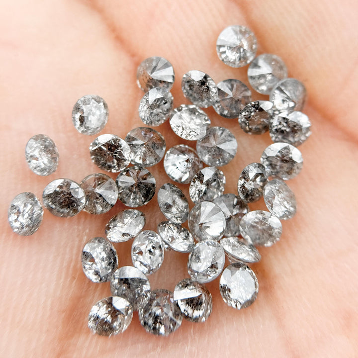 1.5 MM Round Brilliant Cut Grey Natural Galaxy Diamond