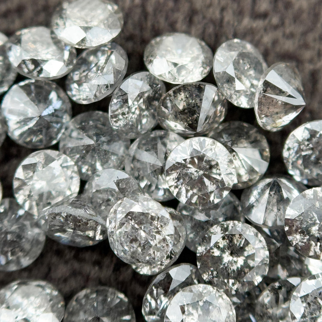 2.5 MM Round Brilliant Cut Grey Natural Salt and Pepper Diamond