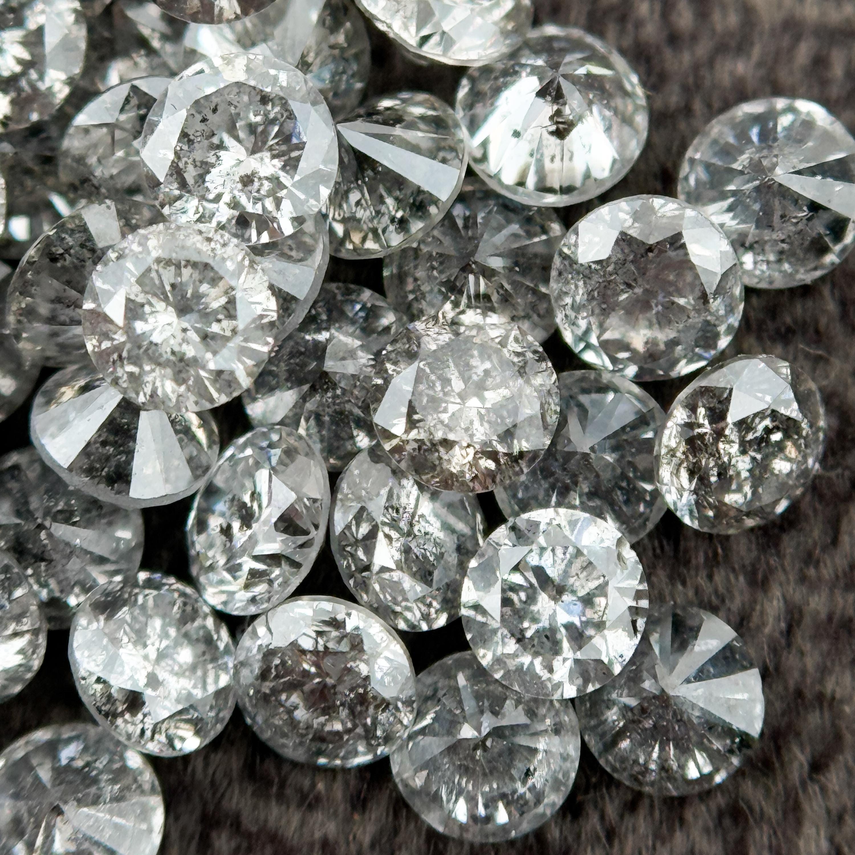 2.5 MM Round Brilliant Cut Grey Natural Salt and Pepper Diamond
