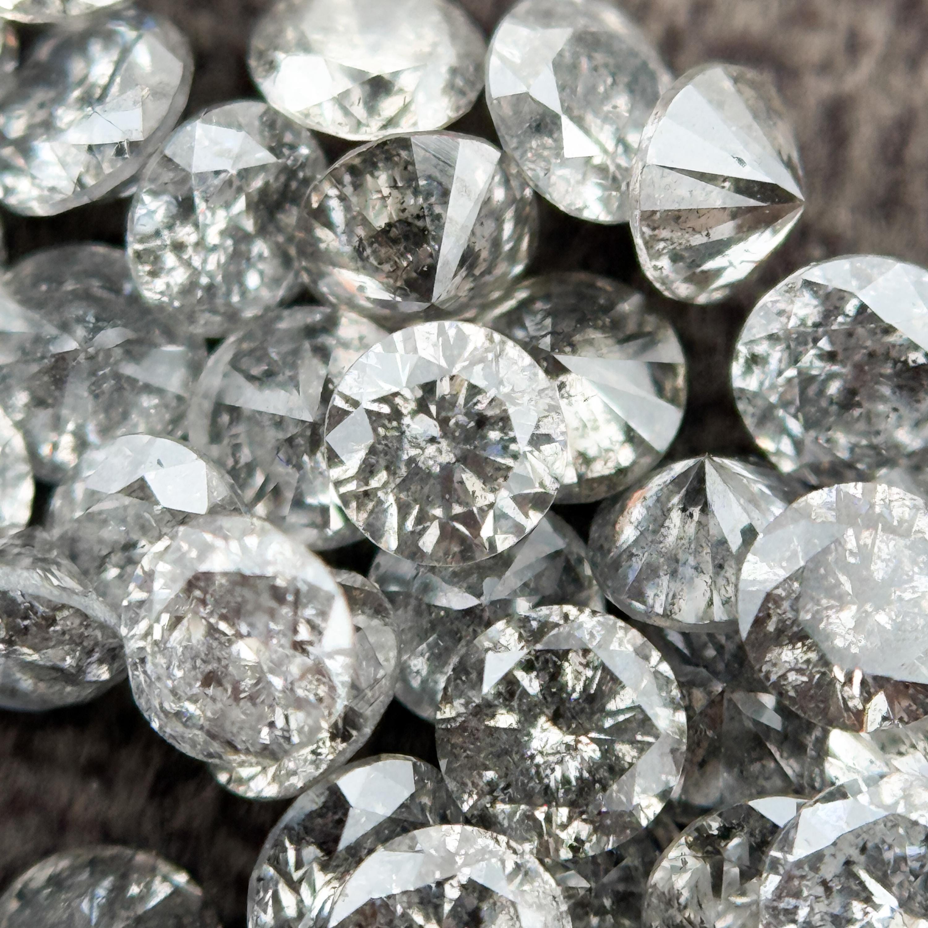 2.5 MM Round Brilliant Cut Grey Natural Salt and Pepper Diamond