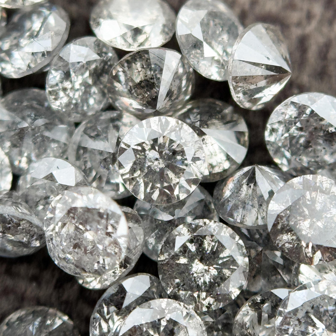 2.5 MM Round Brilliant Cut Grey Natural Salt and Pepper Diamond