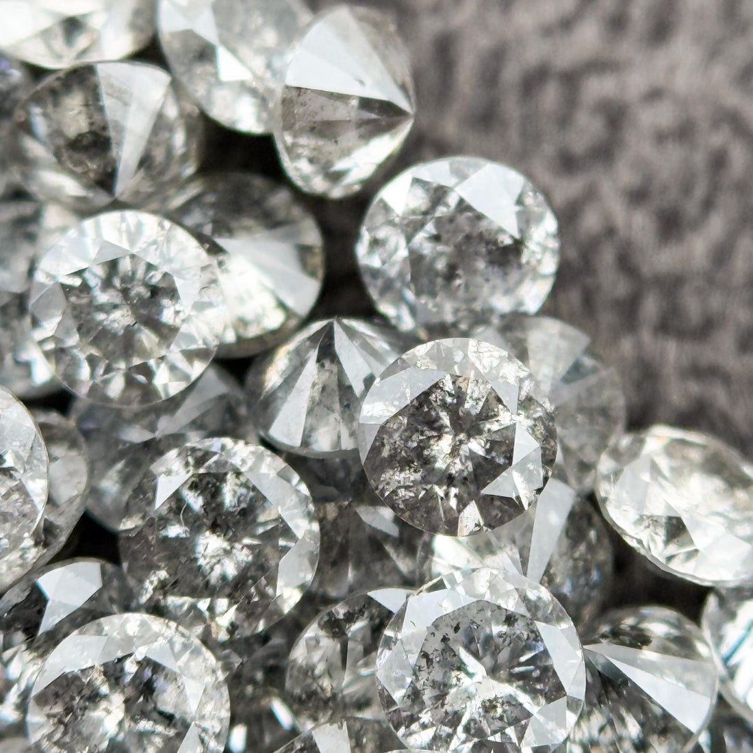 2.5 MM Round Brilliant Cut Grey Natural Salt and Pepper Diamond