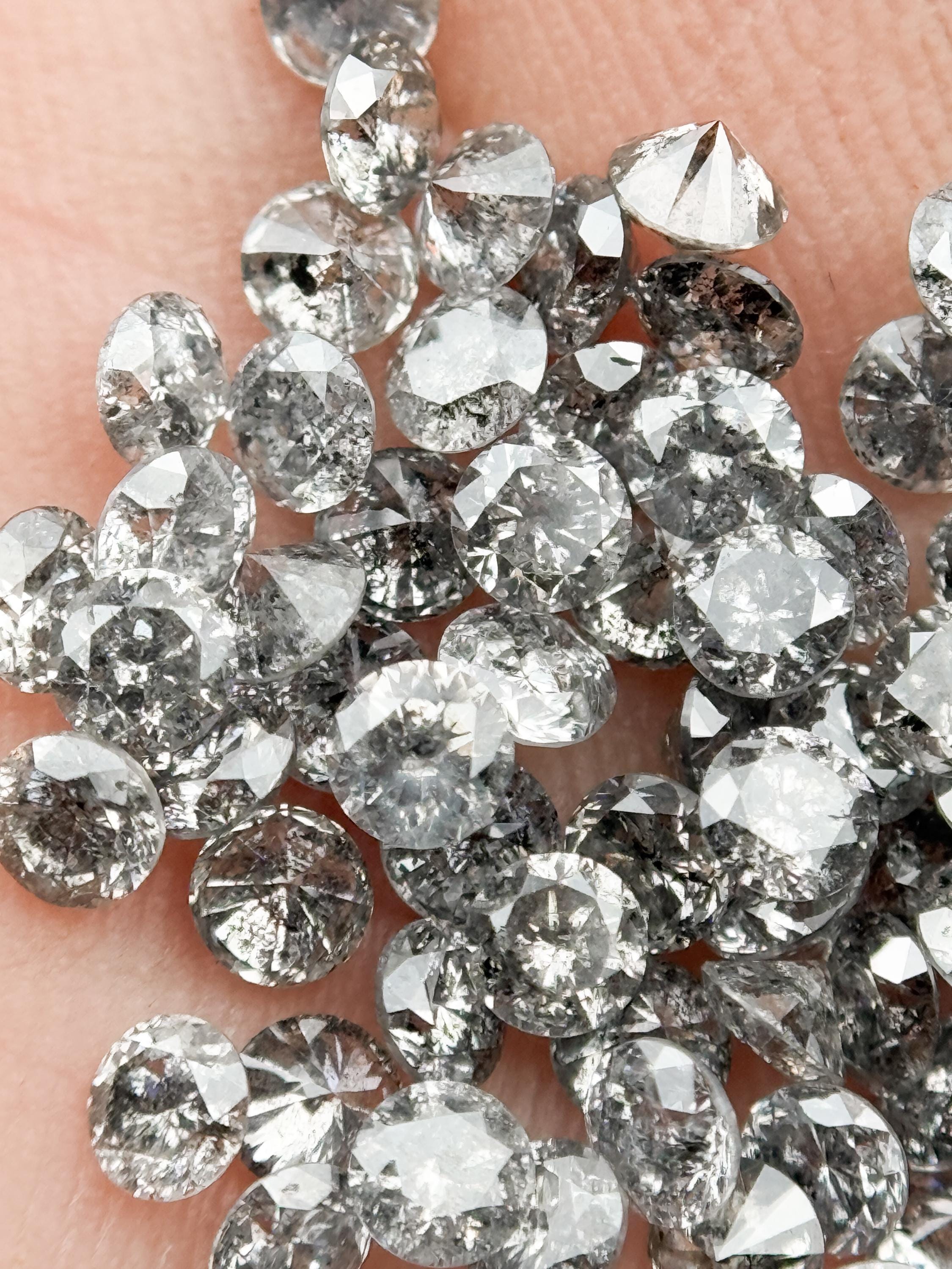 1.6 MM Round Brilliant Cut Grey Natural Minimalist Diamond