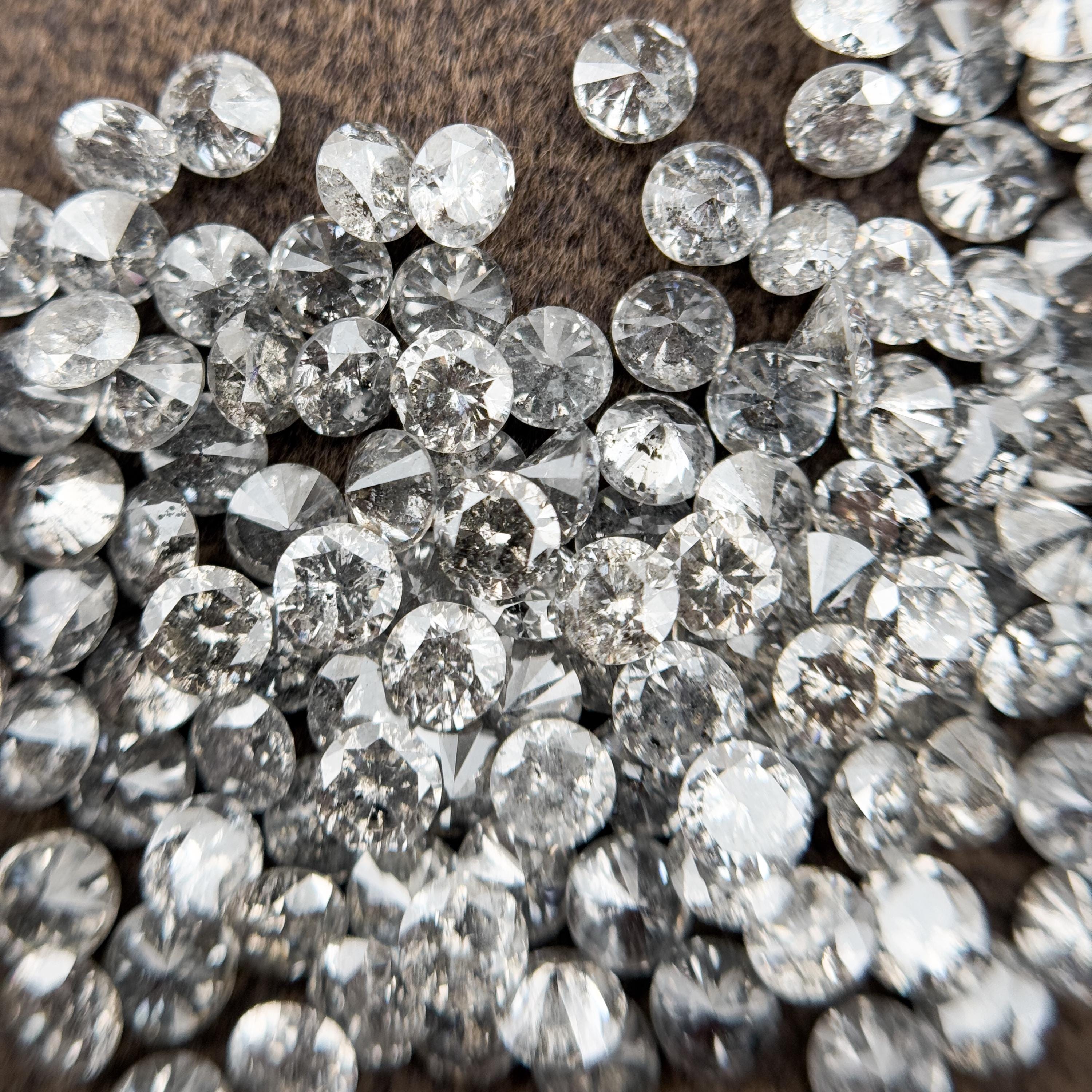 1.3 MM Round Brilliant Cut Grey Natural Diamond Loose