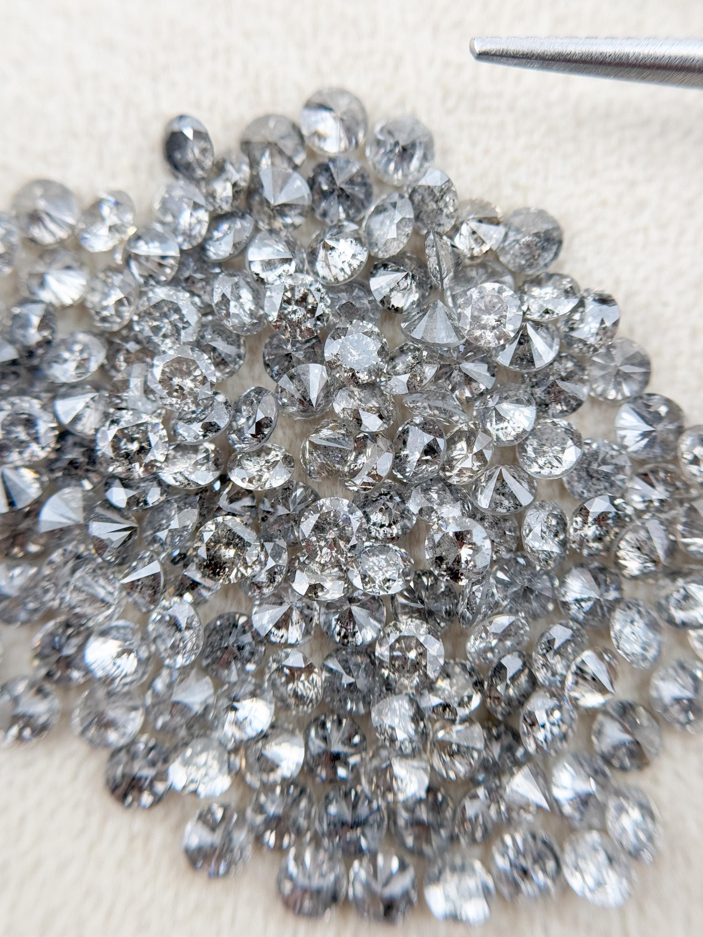 1.8 MM Round Brilliant Cut Grey Natural Minimalist Salt and Pepper Diamond